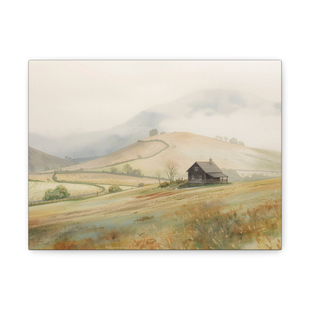 Rustic Morning Farm Landscape Canvas Print — Matte Stretched Wall Art