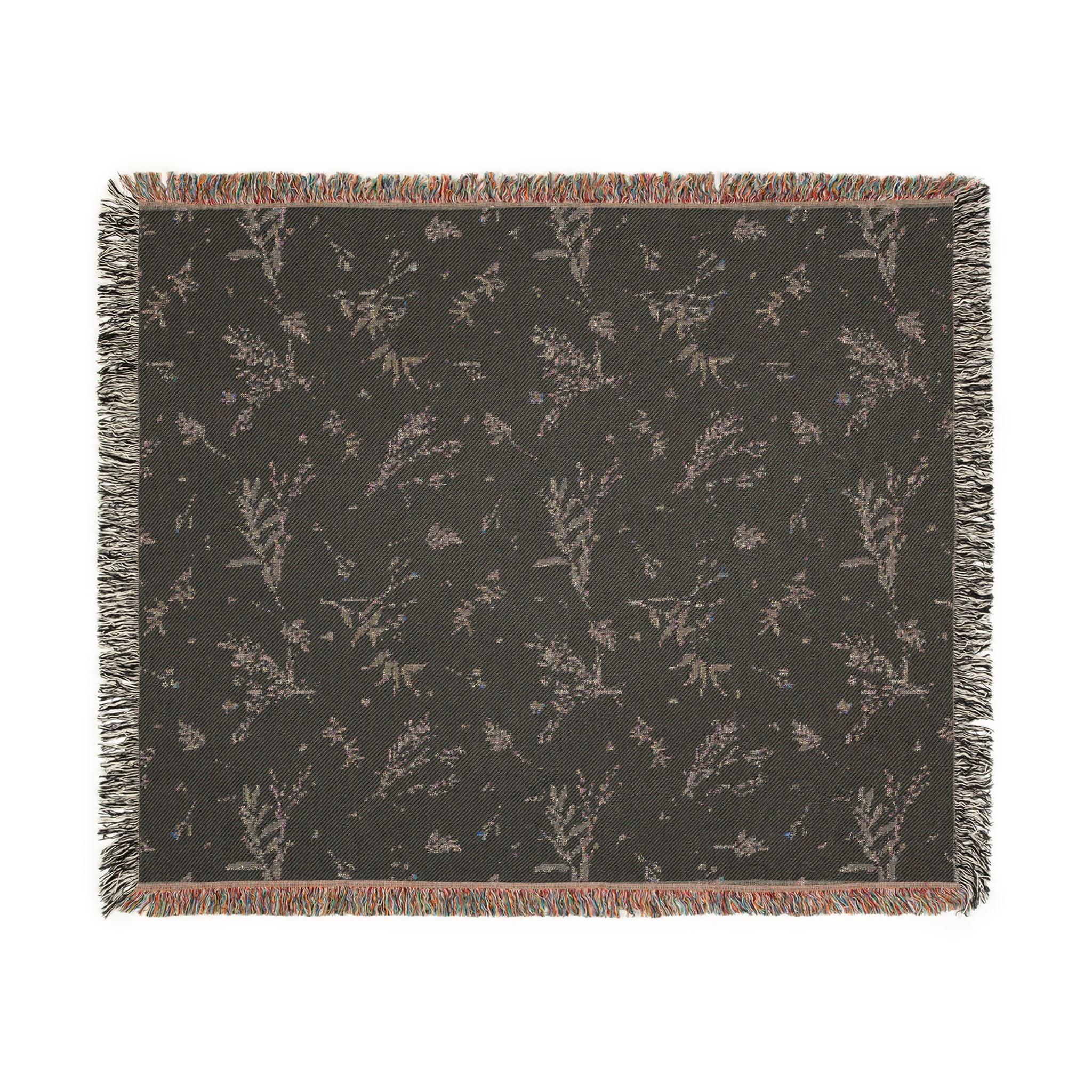 Floral Woven Blanket — Reversible Vintage Botanical Throw for Living Room & Bedroom
