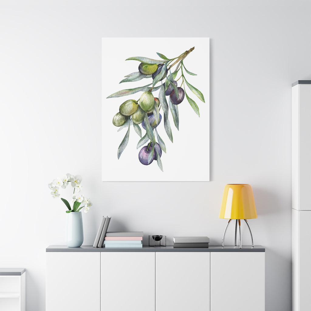 Olive Branch Watercolor Canvas Wall Art — Matte Stretched Canvas