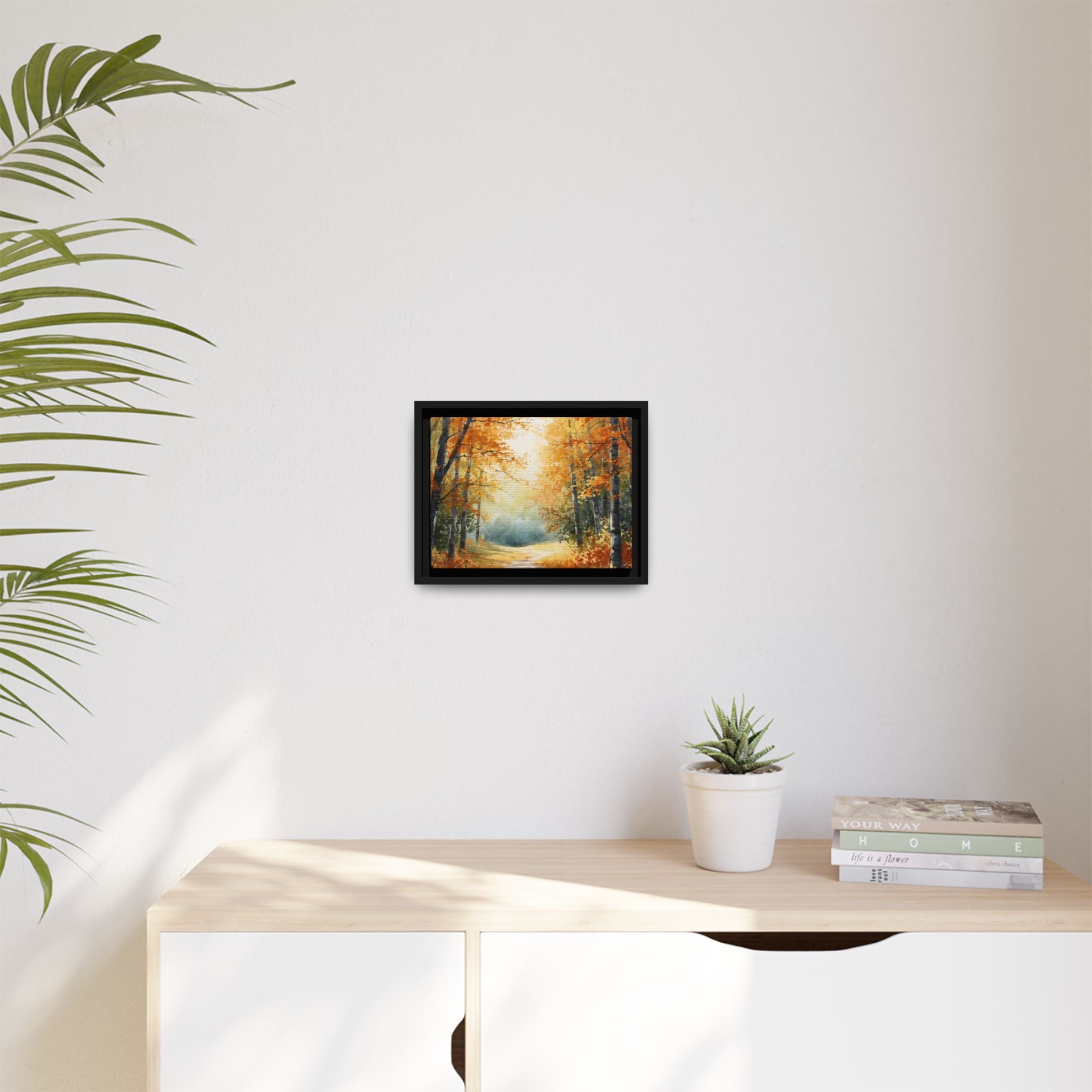 Autumn Forest Framed Canvas Wall Art — Matte Multi-Color