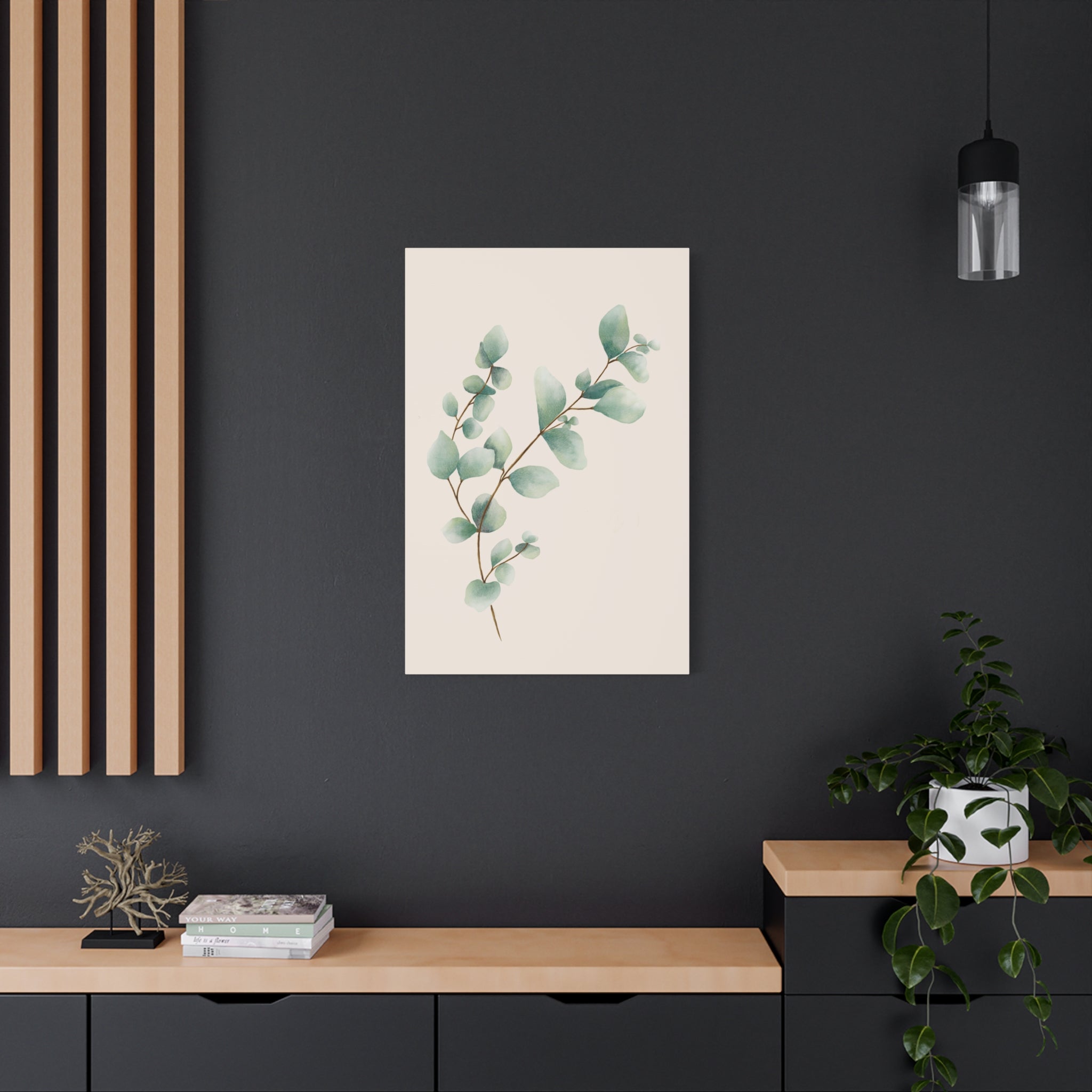 Botanical Watercolor Canvas Print — Green Leaf Wall Art (Matte Stretched)