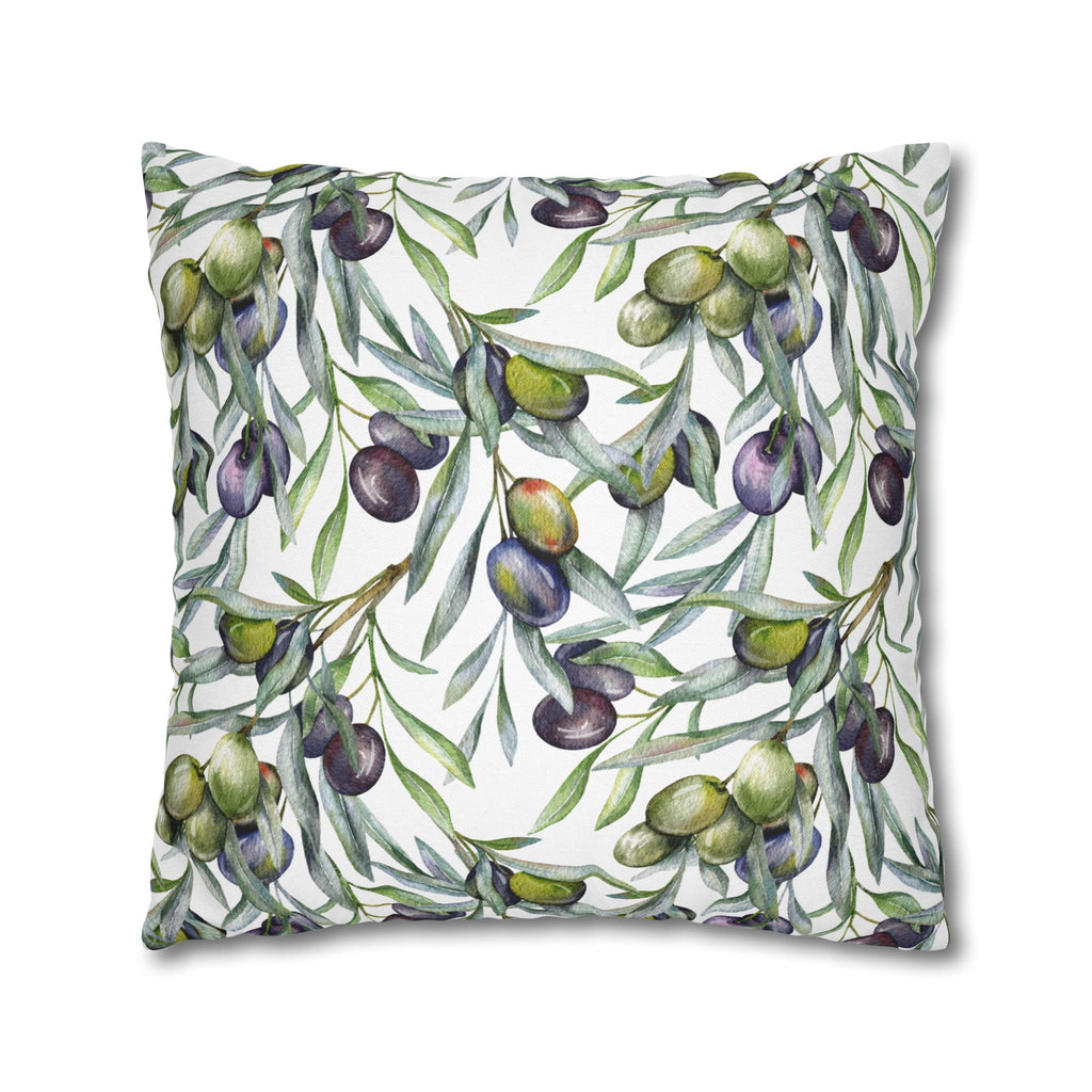 Olive Branch Decorative Pillowcase — Watercolor Mediterranean Throw Pillow Cover