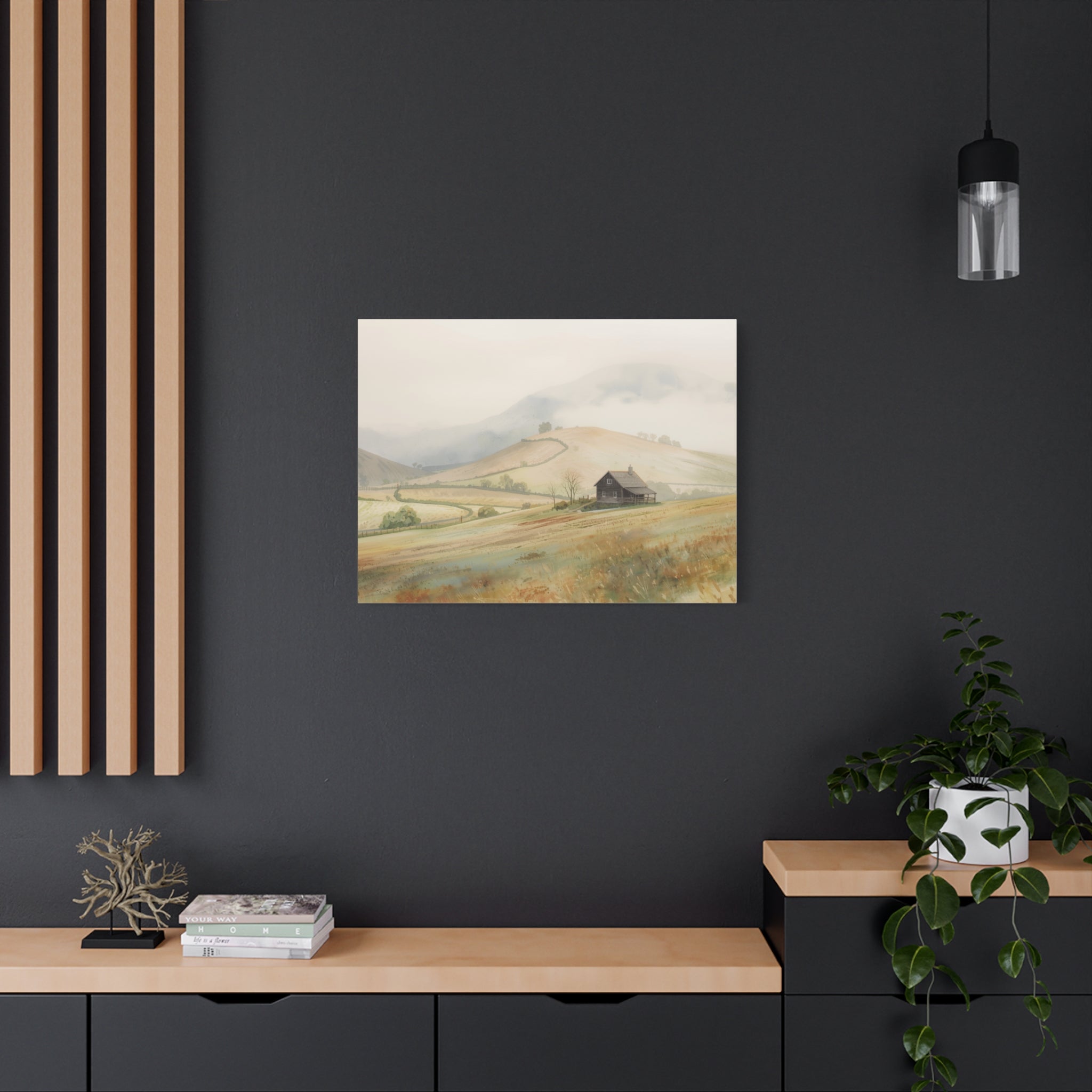 Rustic Morning Farm Landscape Canvas Print — Matte Stretched Wall Art