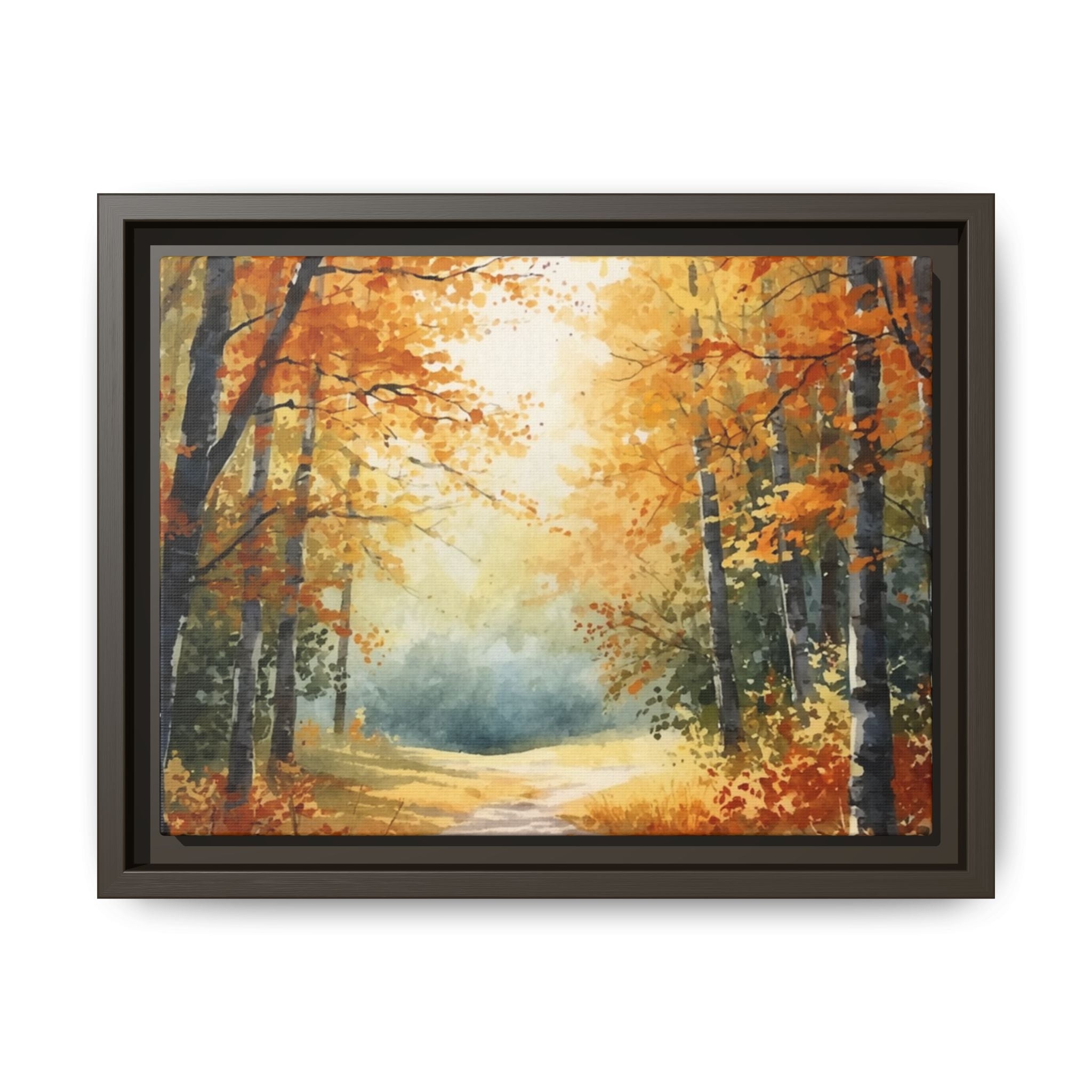 Autumn Forest Framed Canvas Wall Art — Matte Multi-Color