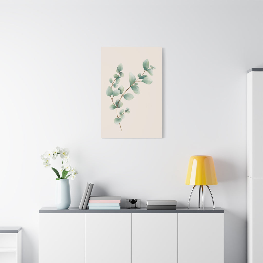 Botanical Watercolor Canvas Print — Green Leaf Wall Art (Matte Stretched)