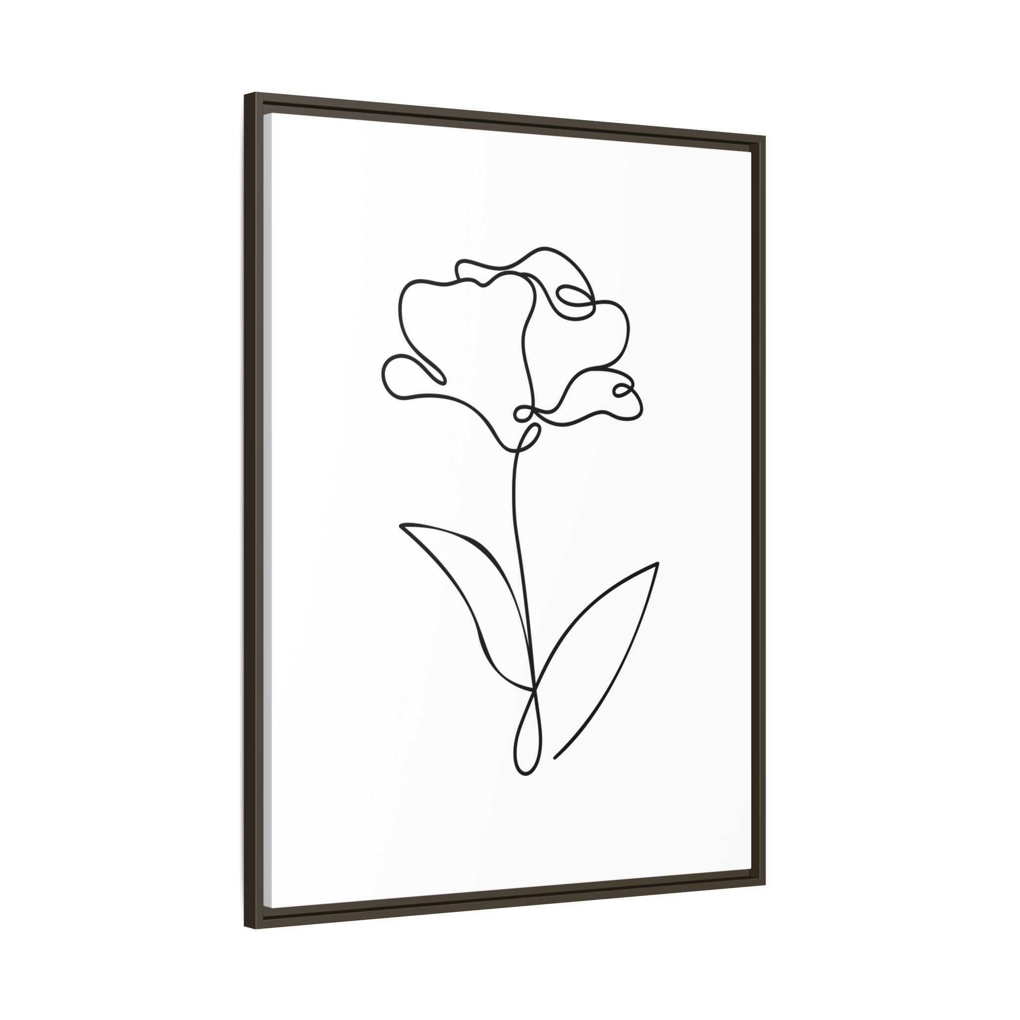 Minimal Line Art Flower Matte Canvas Framed Print