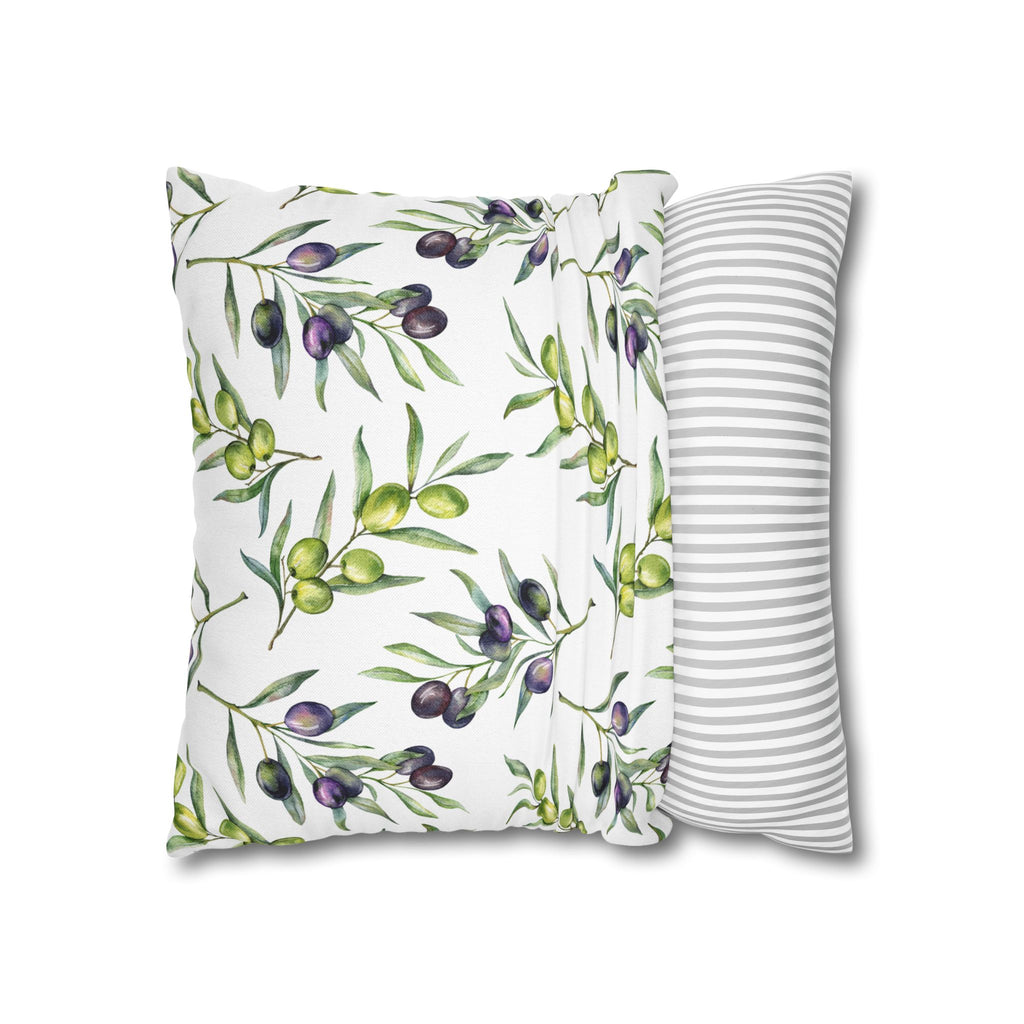 Olive Branch Decorative Pillowcase - Watercolor Mediterranean Throw Pillow Cover