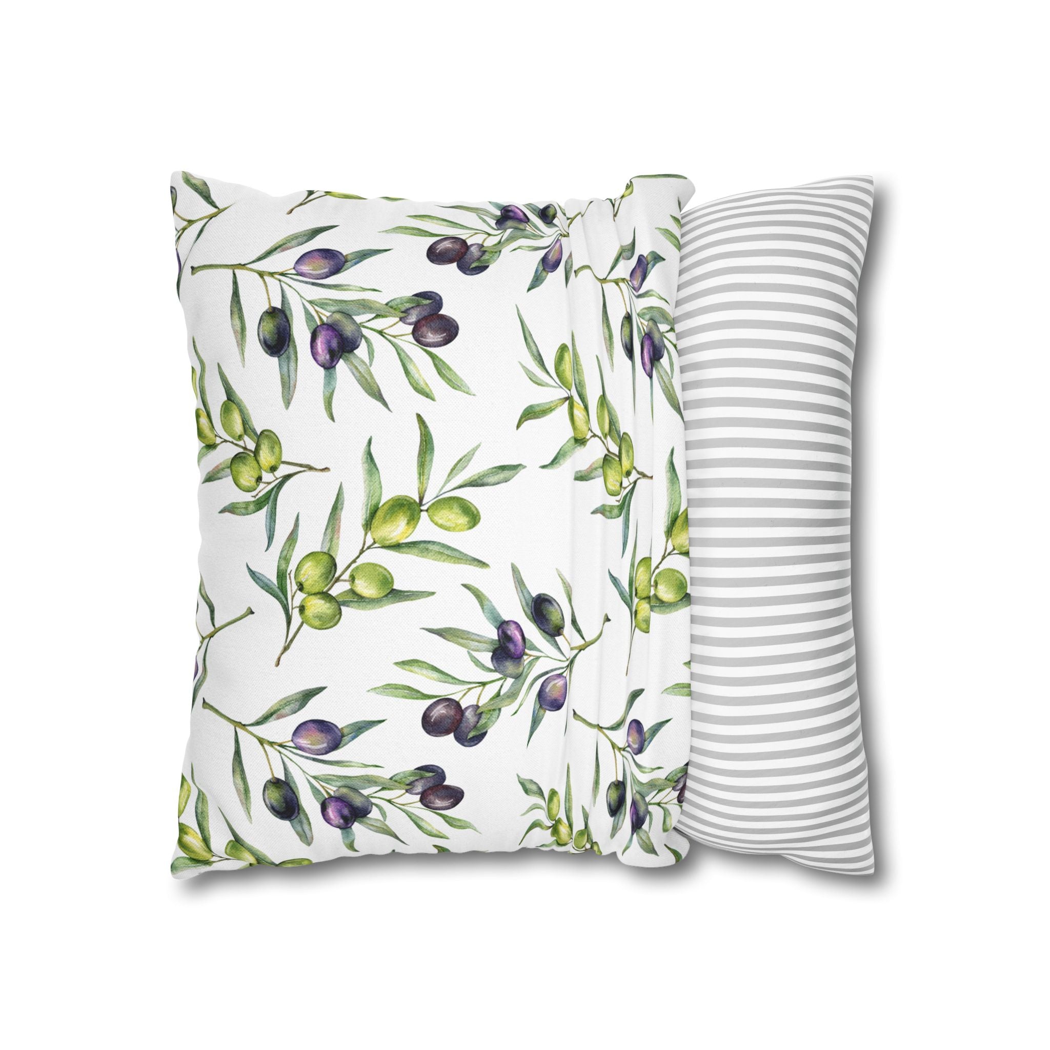 Olive Branch Decorative Pillowcase - Watercolor Mediterranean Throw Pillow Cover
