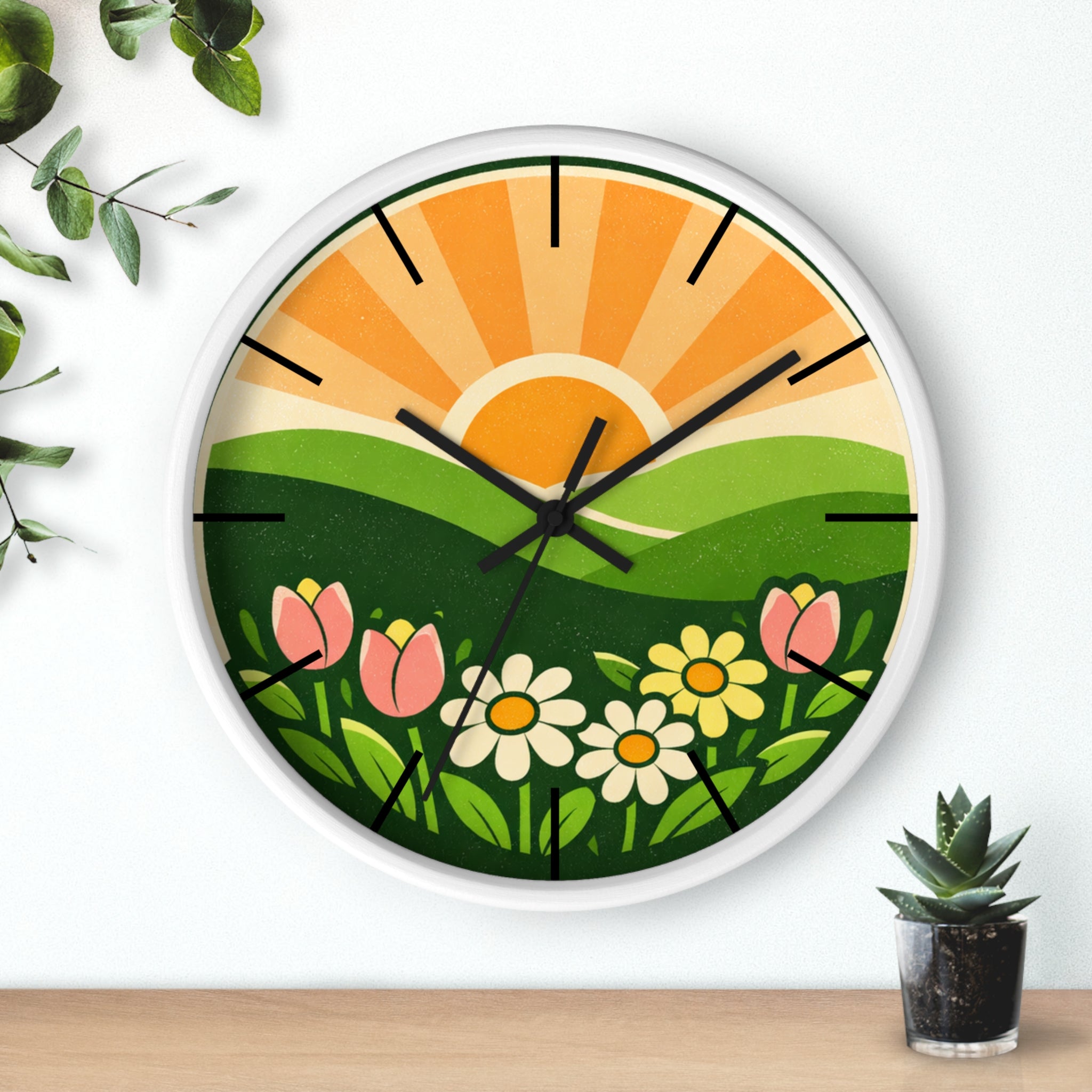 Boho Sunrise Wall Clock — Bohemian Sunrise Decorative Clock