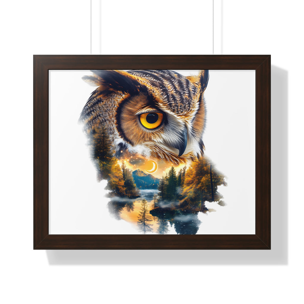 Double Exposure Owl Woodland Framed Poster