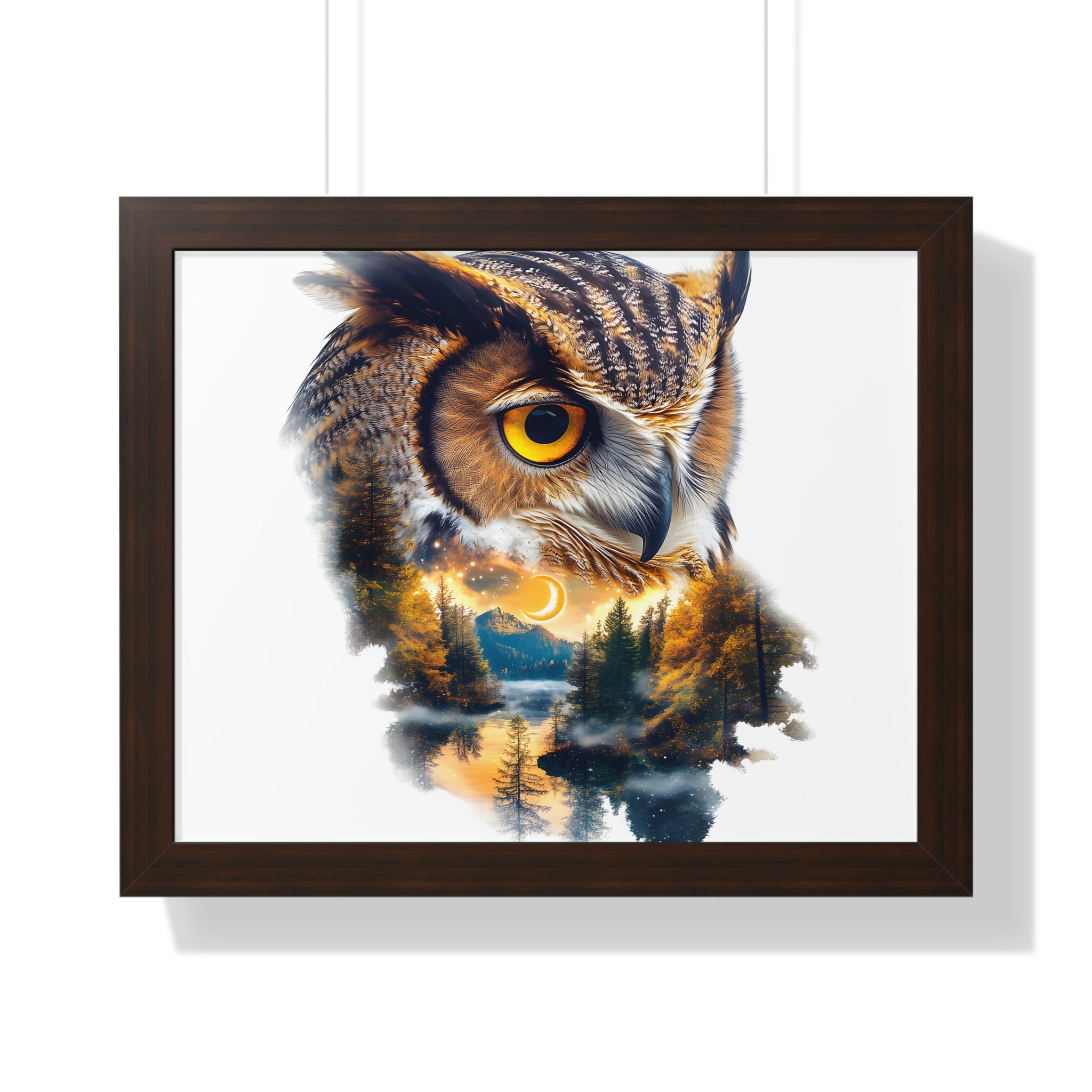 Double Exposure Owl Woodland Framed Poster