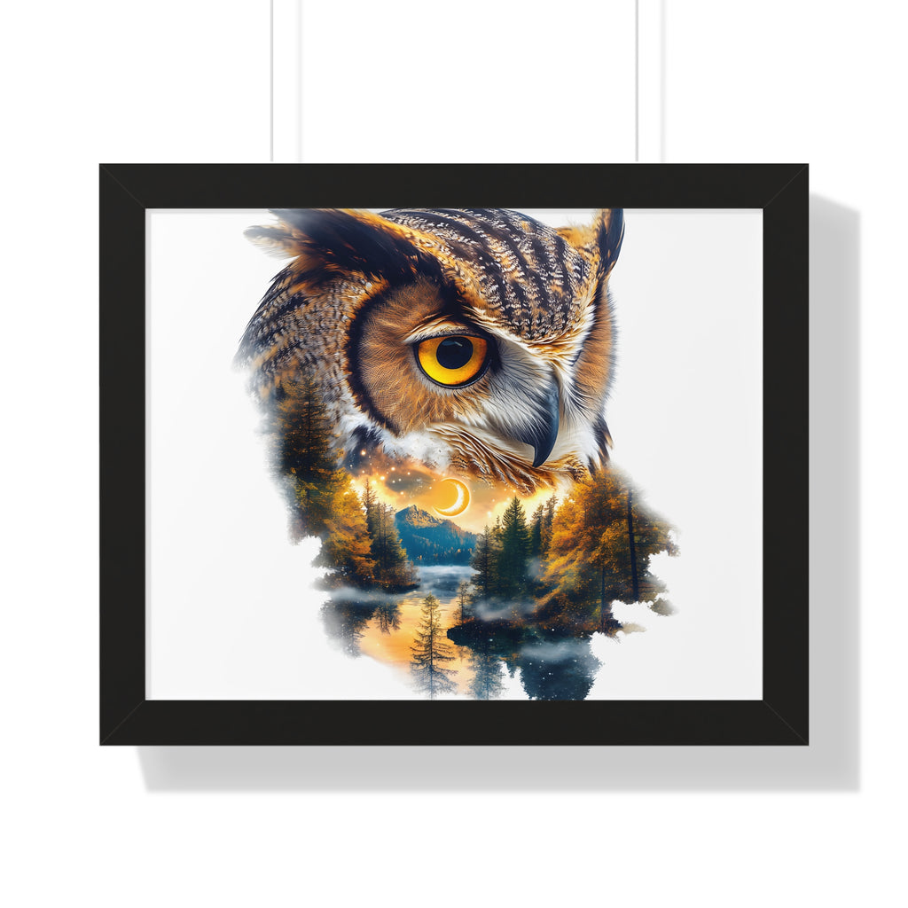 Double Exposure Owl Woodland Framed Poster