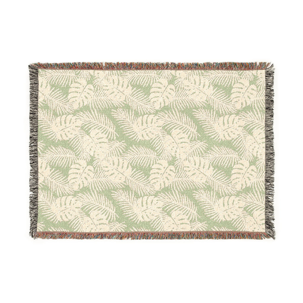 Palm Leaf Woven Blanket — Tropical Botanical Throw