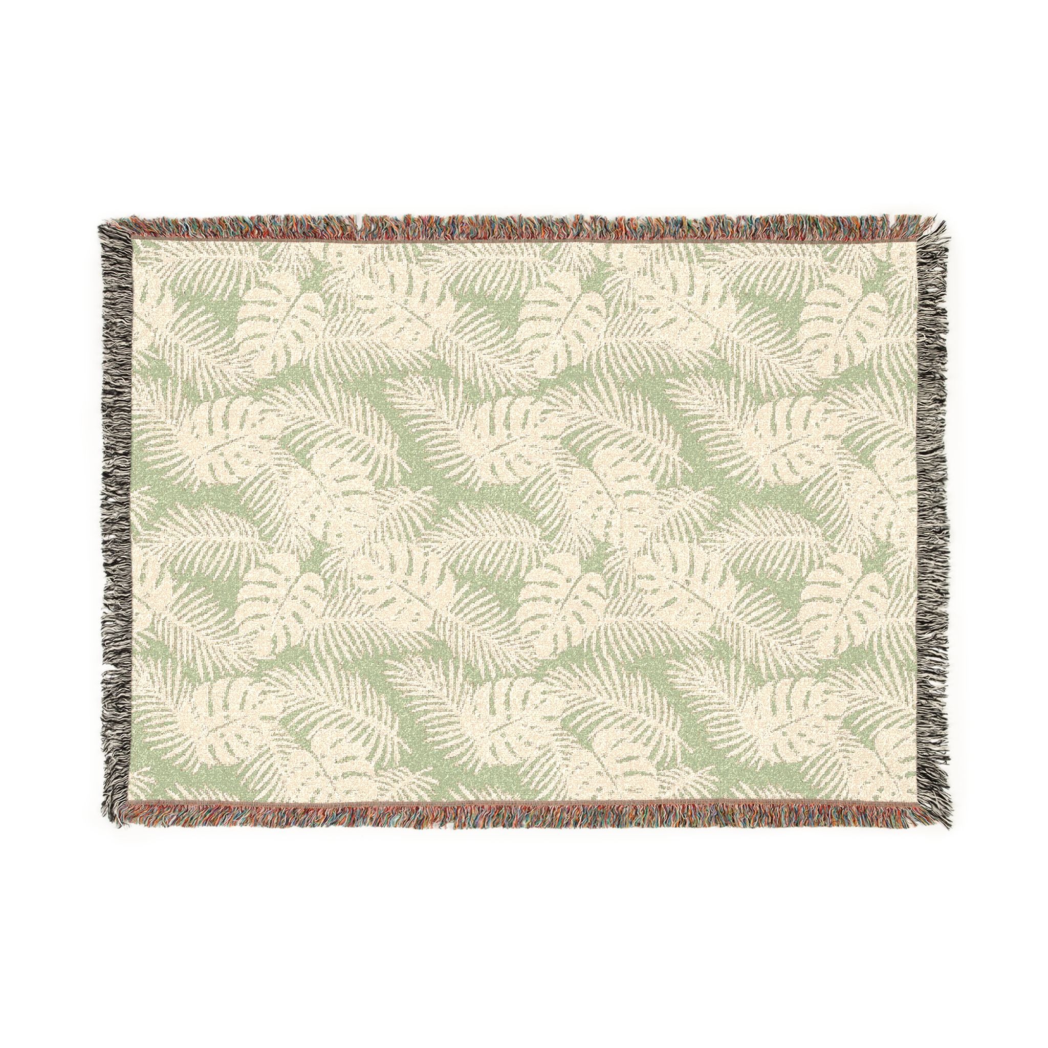 Palm Leaf Woven Blanket — Tropical Botanical Throw