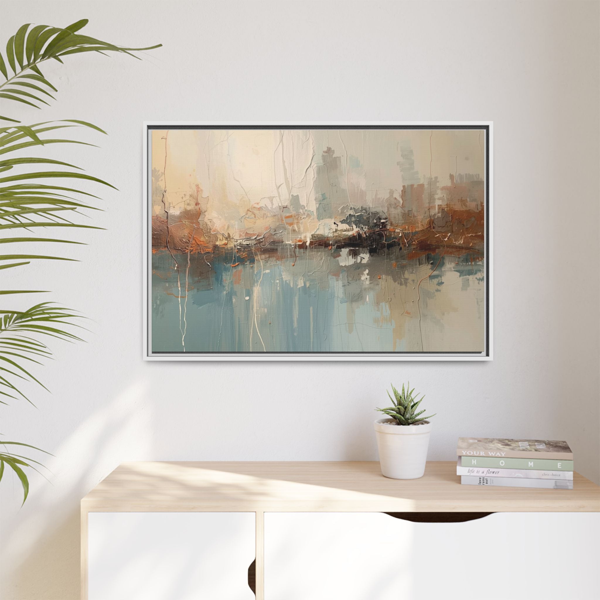 Serene Watercolour Abstract Canvas Print – Matte Framed Wall Art