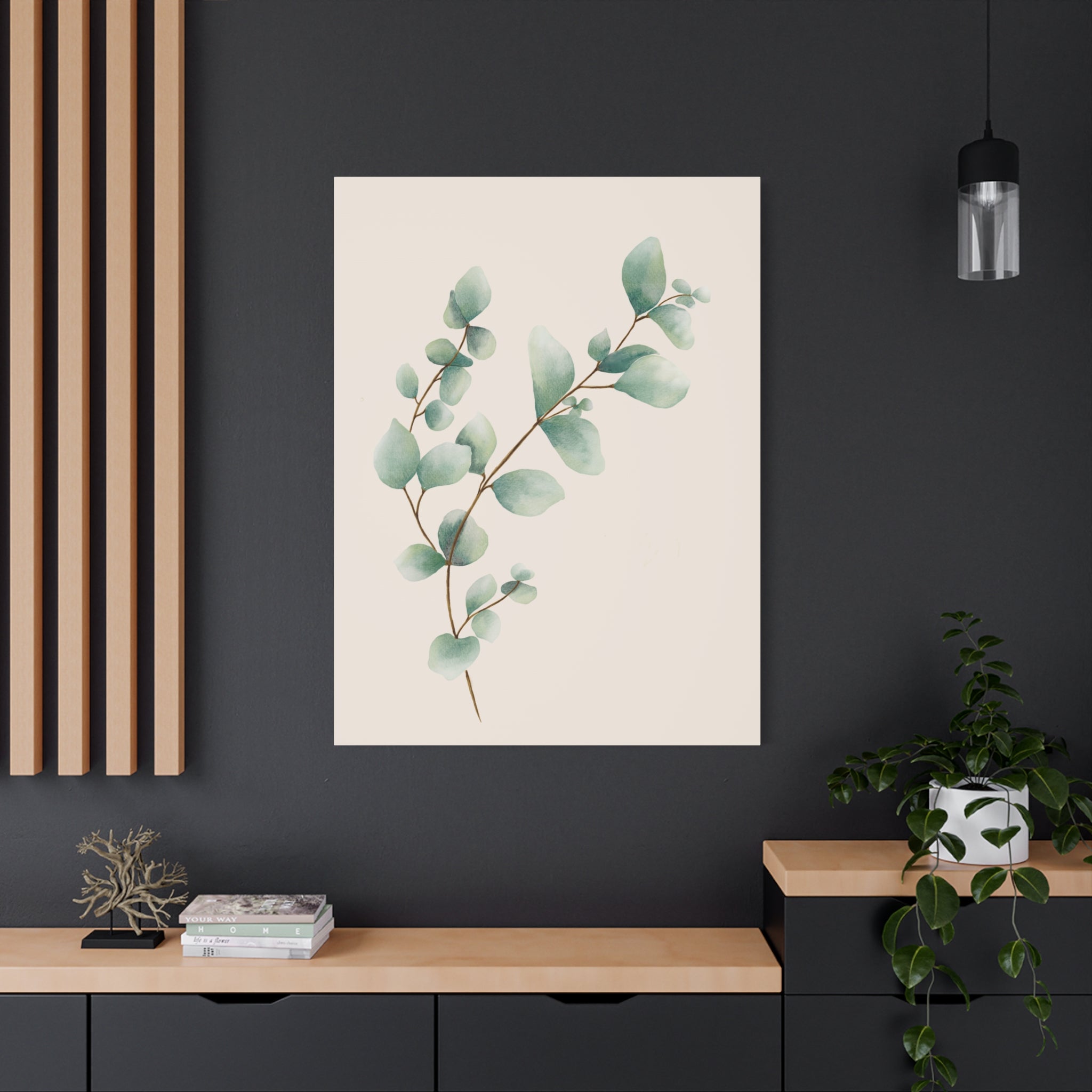 Botanical Watercolor Canvas Print — Green Leaf Wall Art (Matte Stretched)