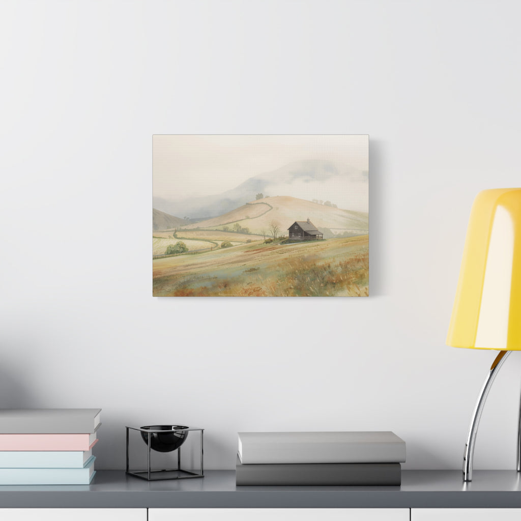 Rustic Morning Farm Landscape Canvas Print — Matte Stretched Wall Art