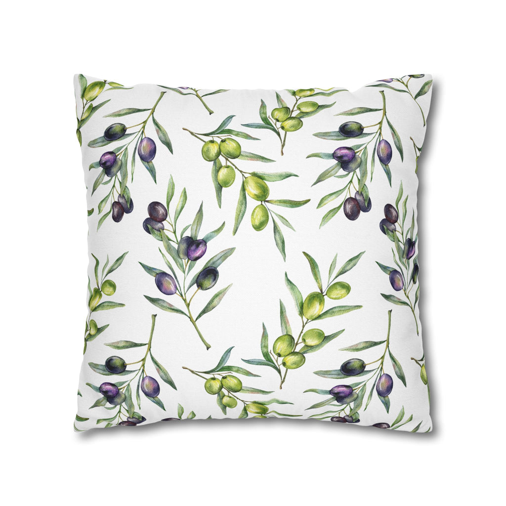 Olive Branch Decorative Pillowcase - Watercolor Mediterranean Throw Pillow Cover