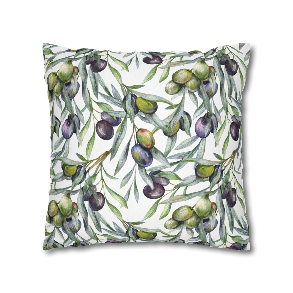 Olive Branch Decorative Pillowcase — Watercolor Mediterranean Throw Pillow Cover