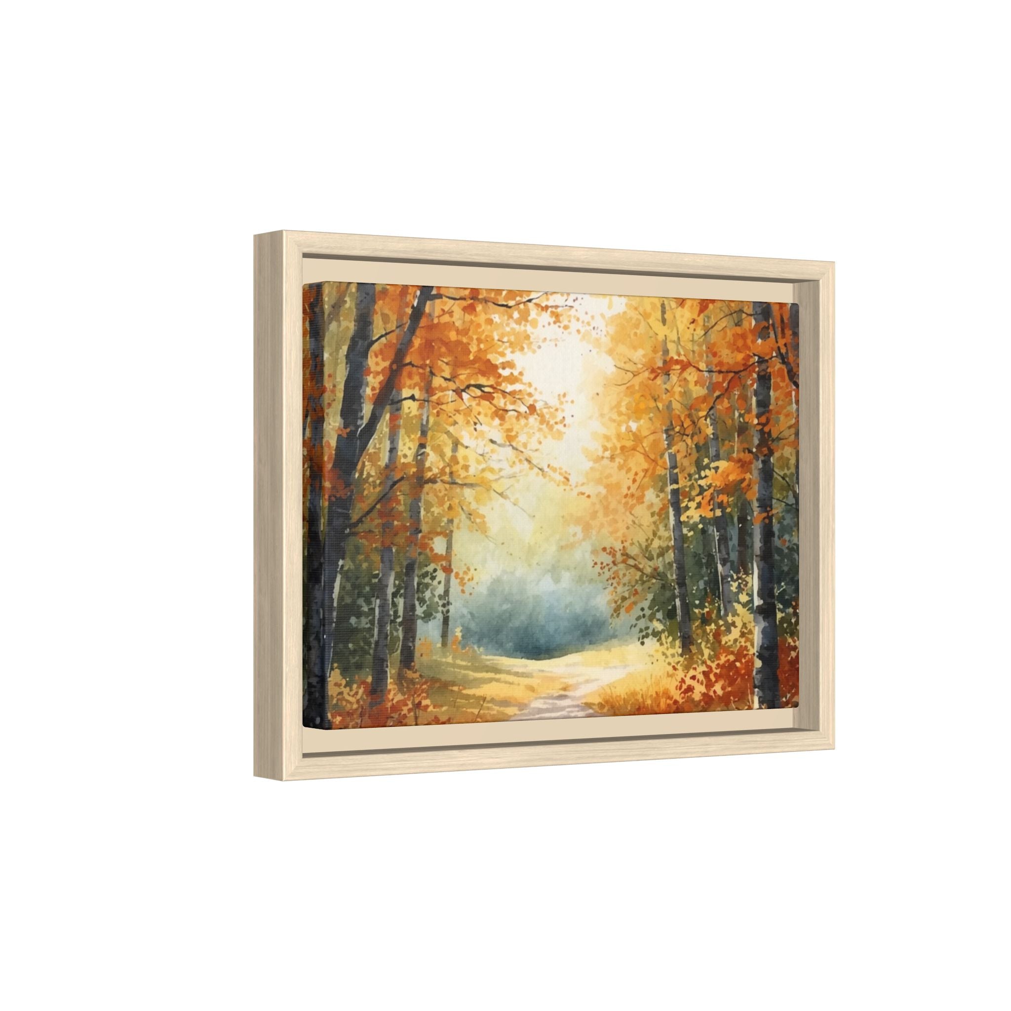 Autumn Forest Framed Canvas Wall Art — Matte Multi-Color