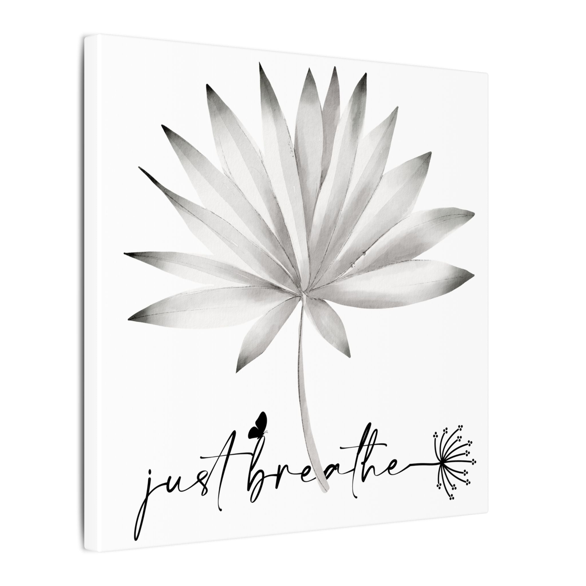 Just Breathe Wall Art Canvas — Minimalist Botanical Matte Print