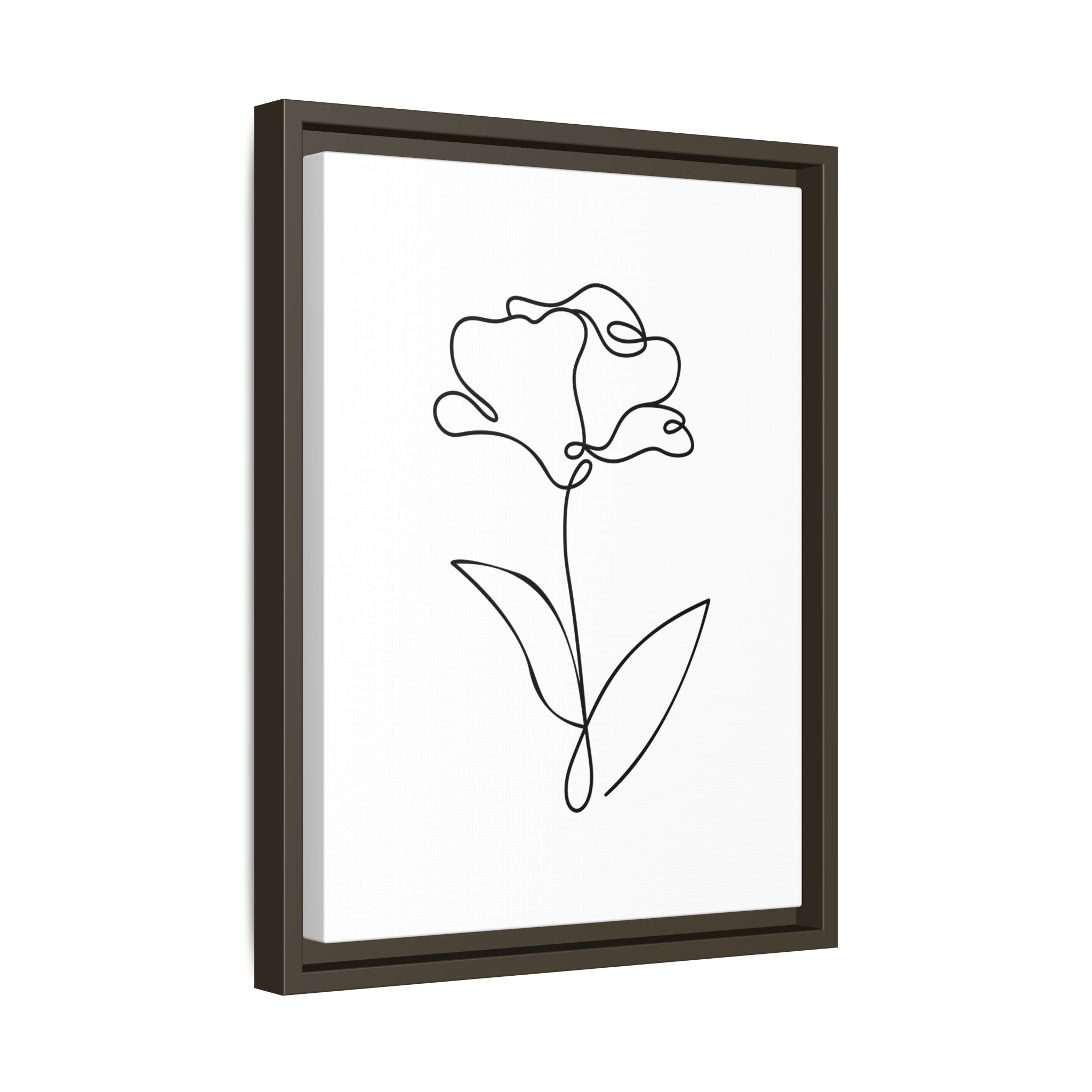 Minimal Line Art Flower Matte Canvas Framed Print