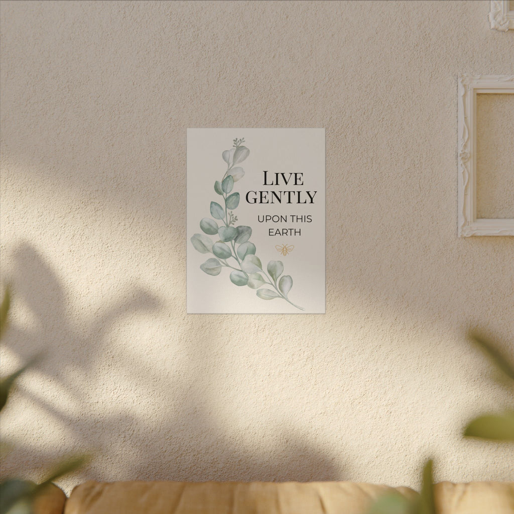 Live Gently Upon This Earth — Eucalyptus Branch Slow Living Canvas