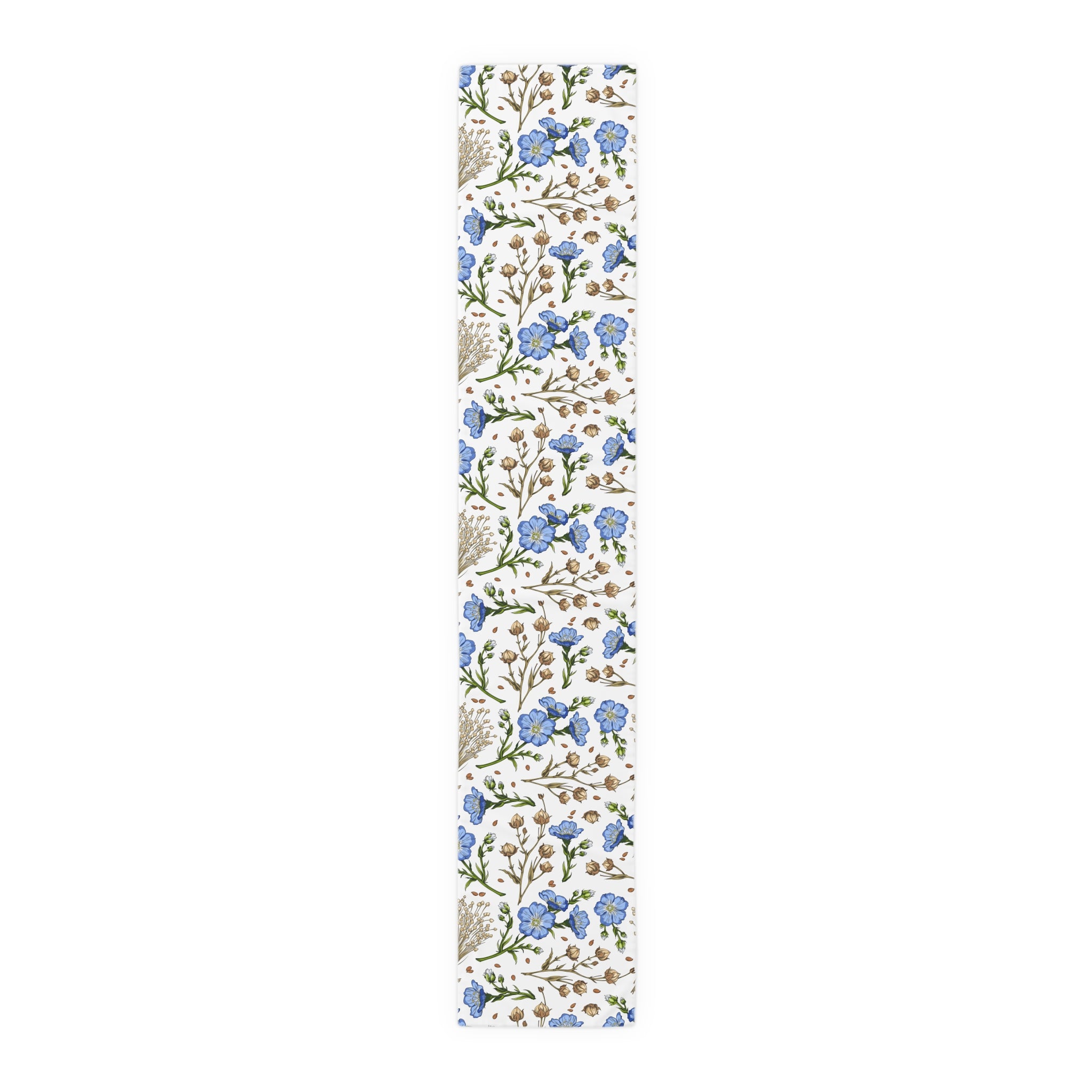 Blue Wildflower Table Runner — Floral Cotton-Blend Table Decor for Spring & Everyday