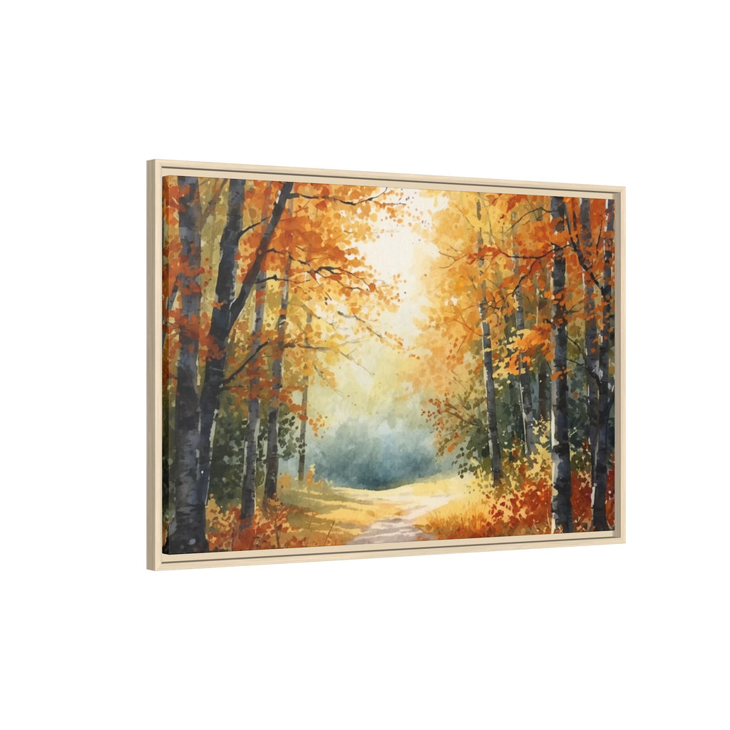 Autumn Forest Framed Canvas Wall Art — Matte Multi-Color