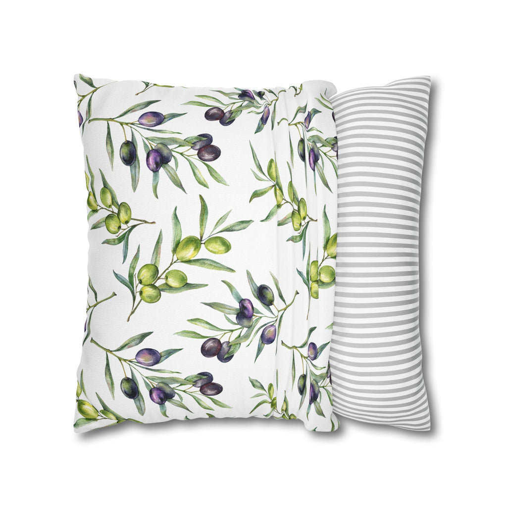 Olive Branch Decorative Pillowcase - Watercolor Mediterranean Throw Pillow Cover