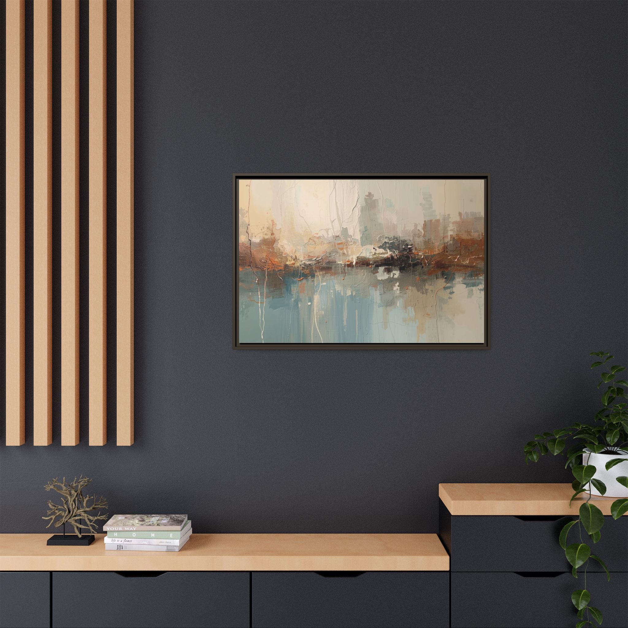 Serene Watercolour Abstract Canvas Print – Matte Framed Wall Art