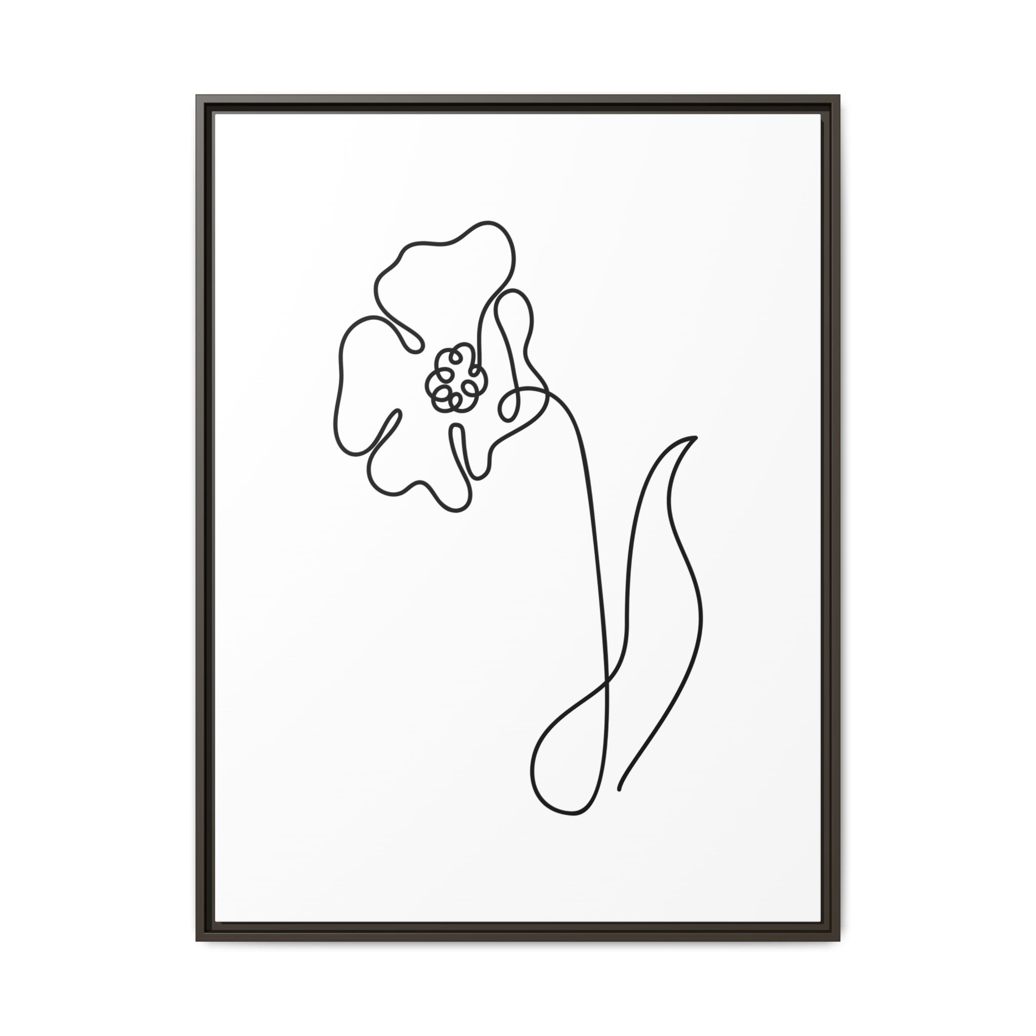 Daisy Line Art Framed Canvas Print — Minimal Botanical Wall Art