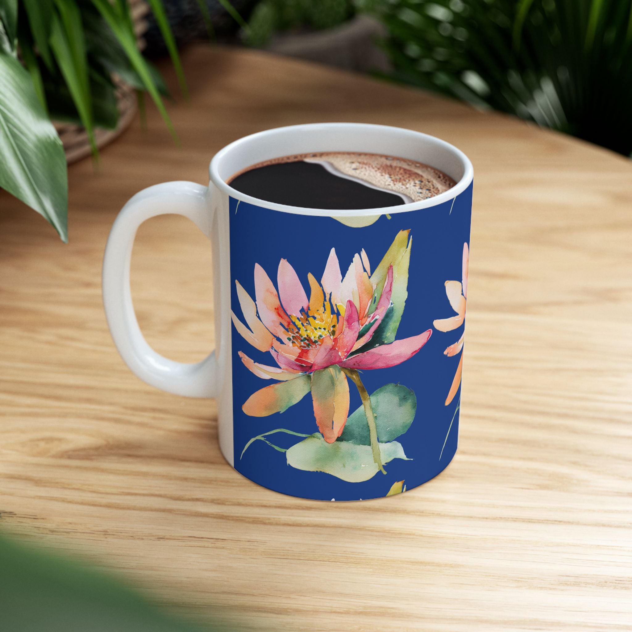 Waterlily Ceramic Coffee Mug – Floral Waterlily 11oz & 15oz Tea Cup