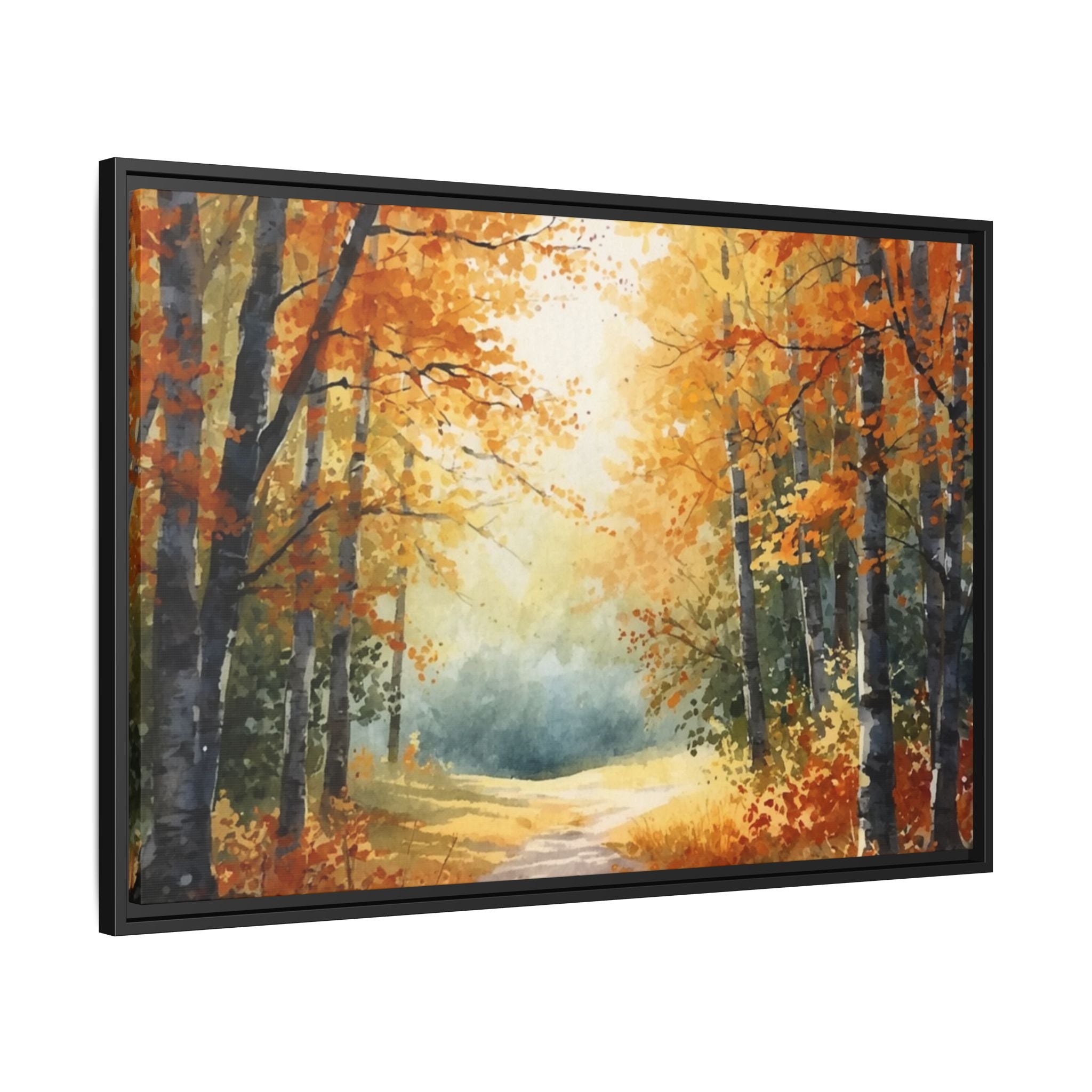Autumn Forest Framed Canvas Wall Art — Matte Multi-Color