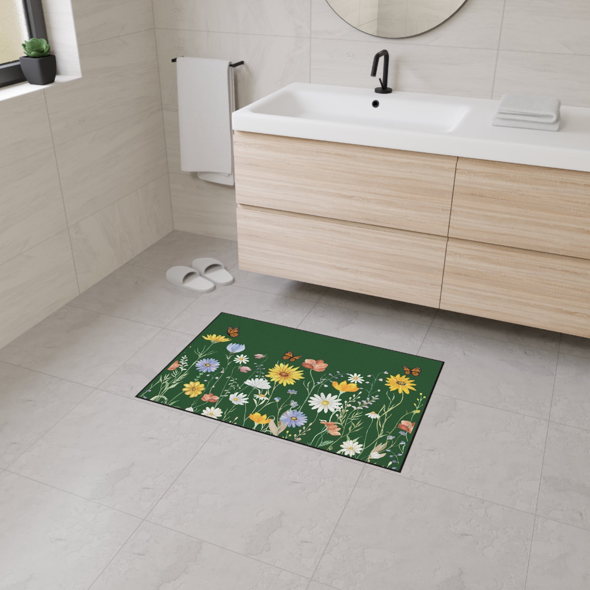 Wildflower & Butterfly Heavy Duty Floor Mat — Garden Welcome Door Rug