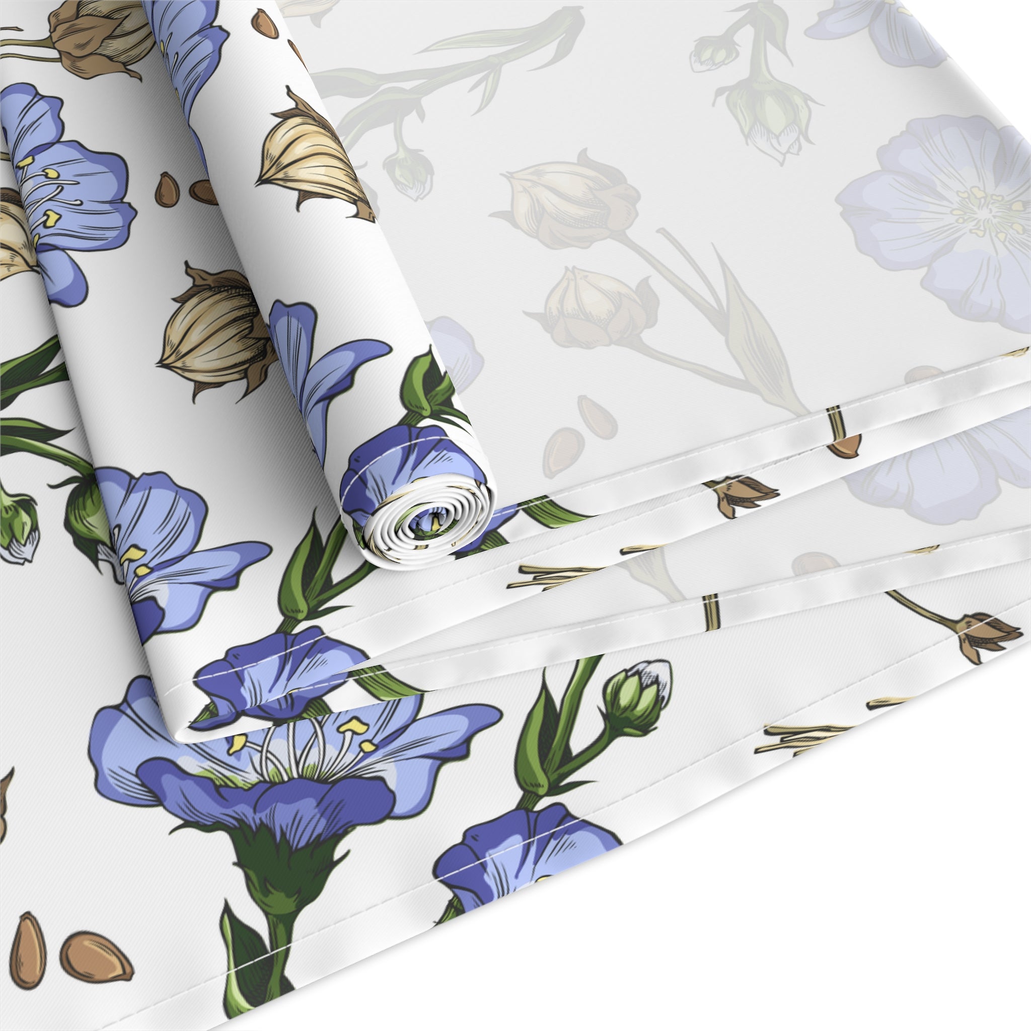 Blue Wildflower Table Runner — Floral Cotton-Blend Table Decor for Spring & Everyday