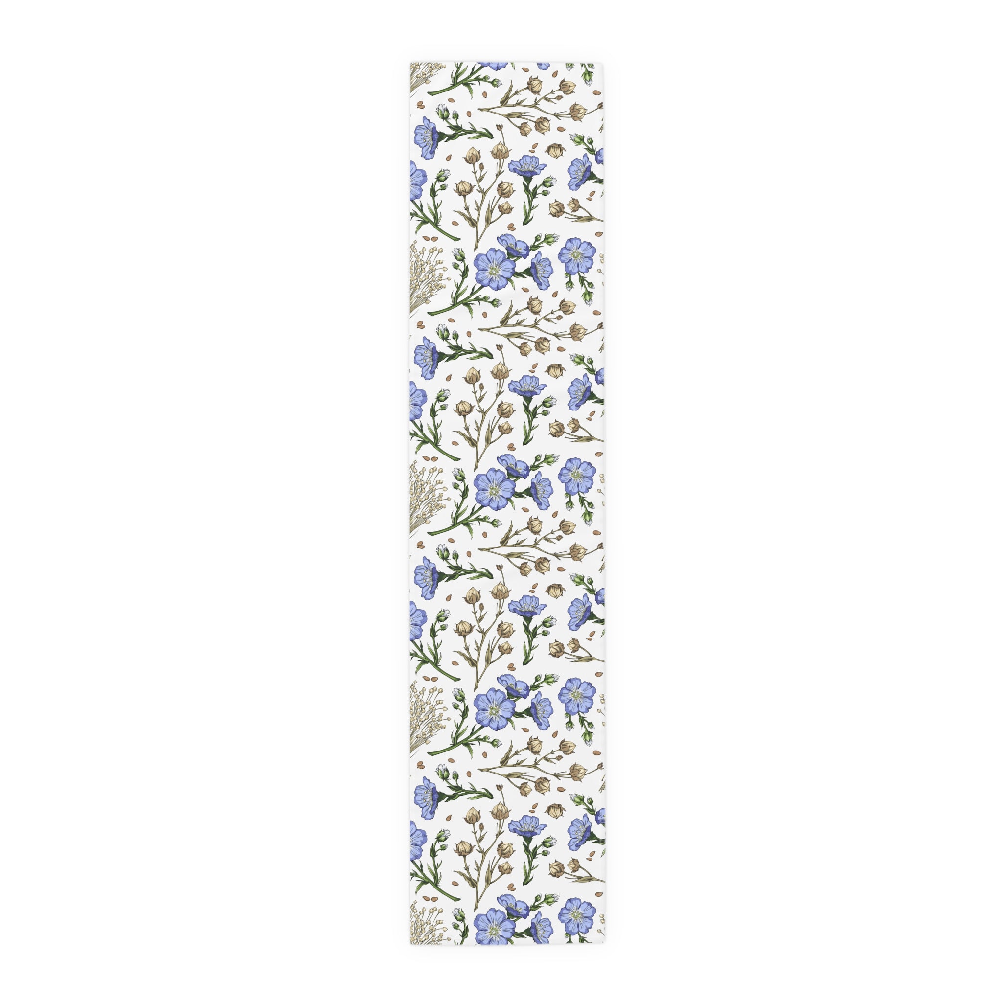 Blue Wildflower Table Runner — Floral Cotton-Blend Table Decor for Spring & Everyday