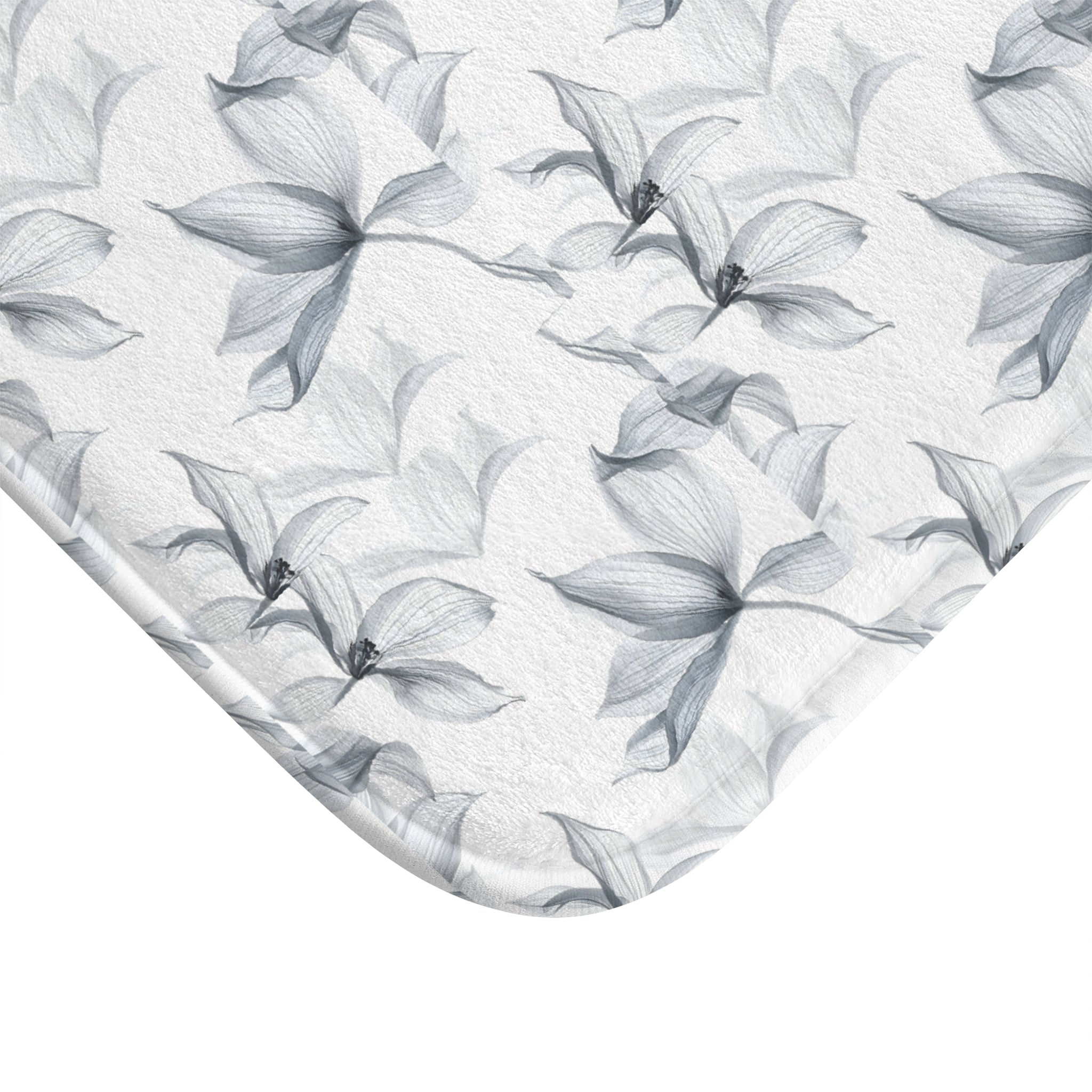 Floral Gray Bath Mat — Soft Watercolor Orchid Pattern for Bathroom Decor