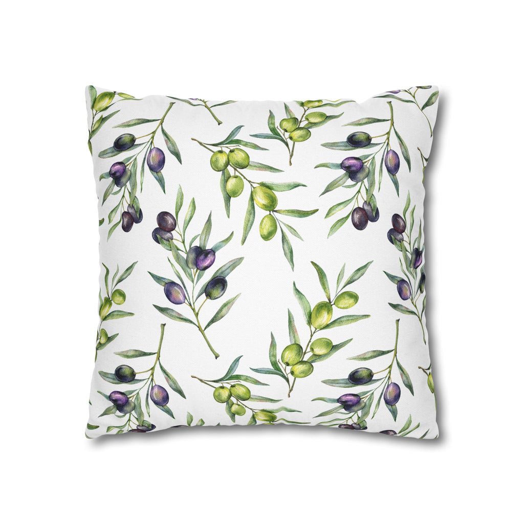 Olive Branch Decorative Pillowcase - Watercolor Mediterranean Throw Pillow Cover