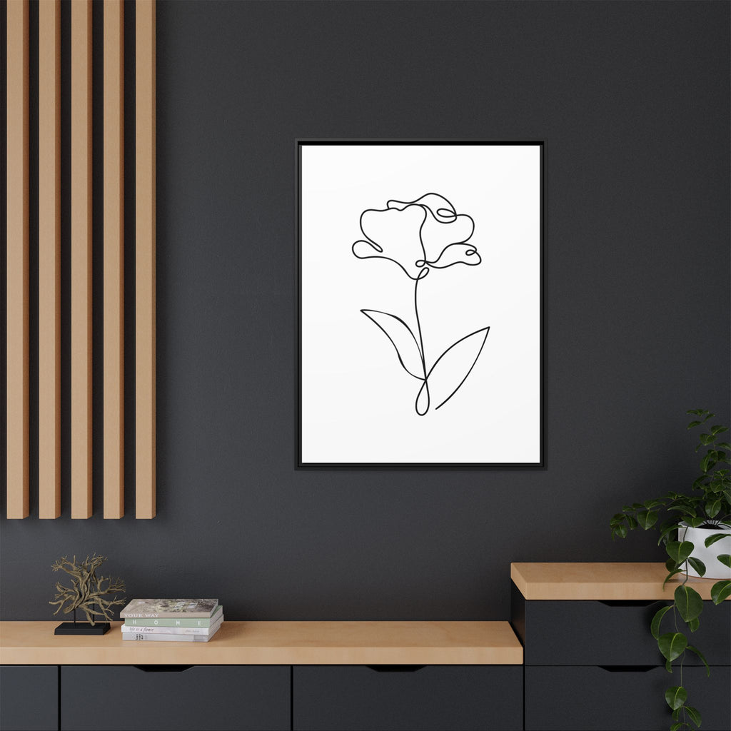 Minimal Line Art Flower Matte Canvas Framed Print
