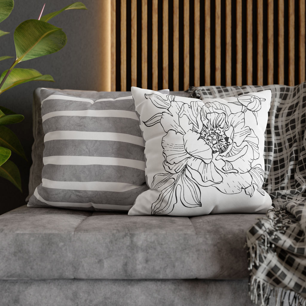 Floral Meadow Pillowcase — Bright Yellow Botanical Square Throw Pillow Cover
