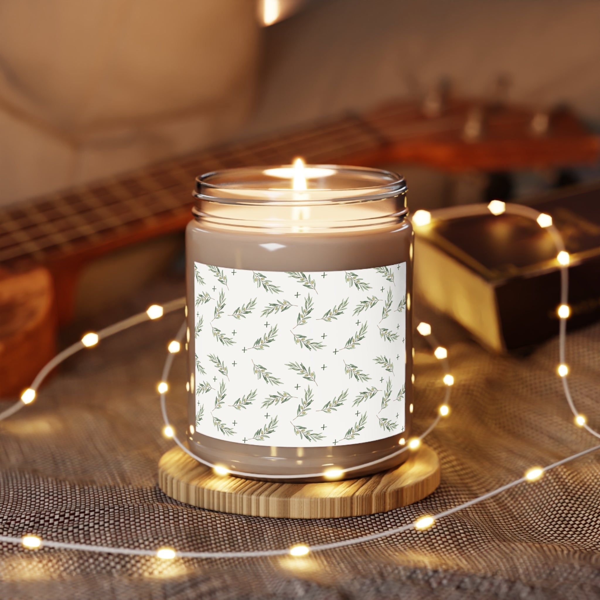 Olive Branch Soy Candle — 9oz Scented Soy Candle with White Lid