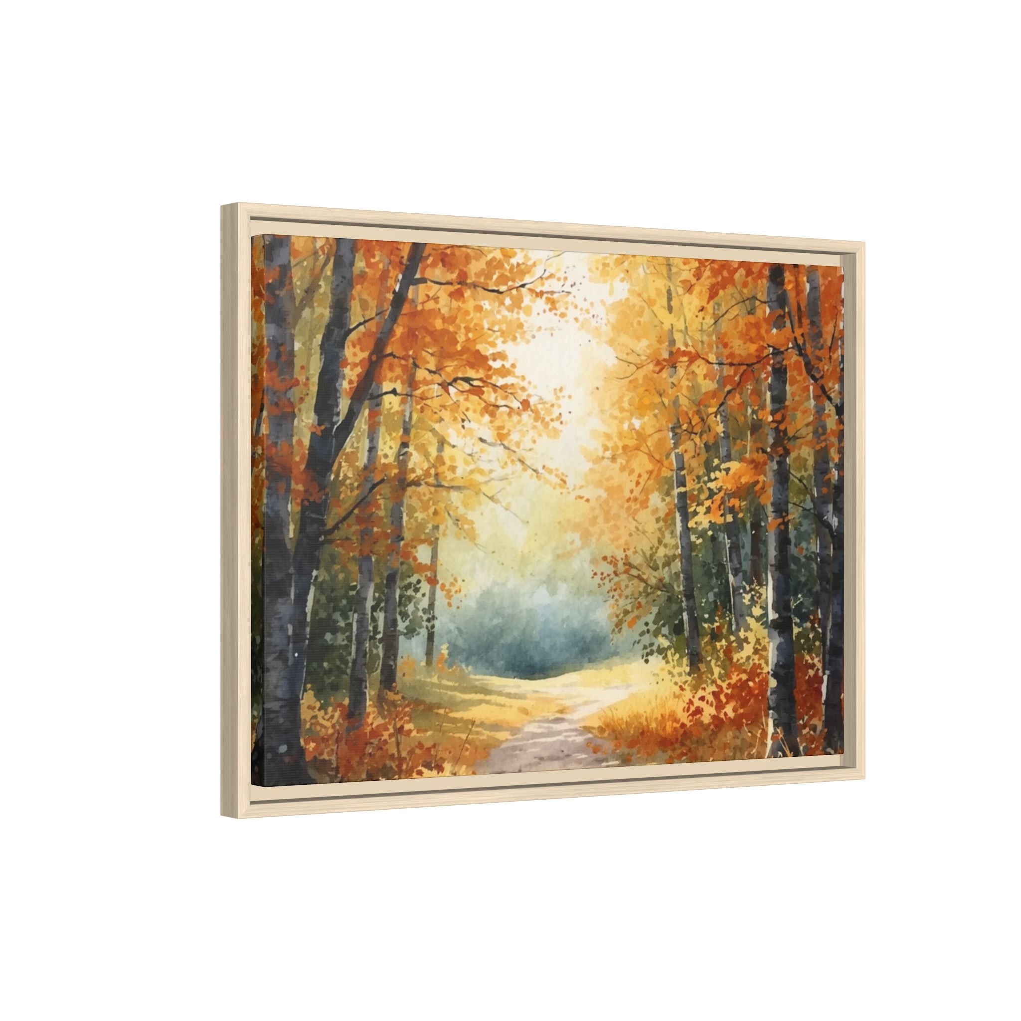 Autumn Forest Framed Canvas Wall Art — Matte Multi-Color
