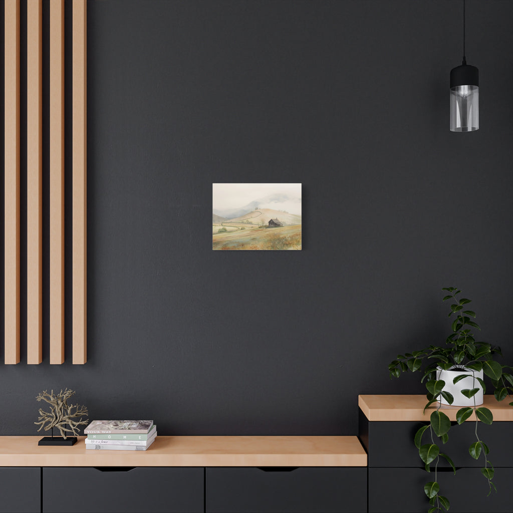 Rustic Morning Farm Landscape Canvas Print — Matte Stretched Wall Art