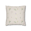 Cottage Wildflowers Square Poly Canvas Pillowcase — Floral Country Throw Pillow