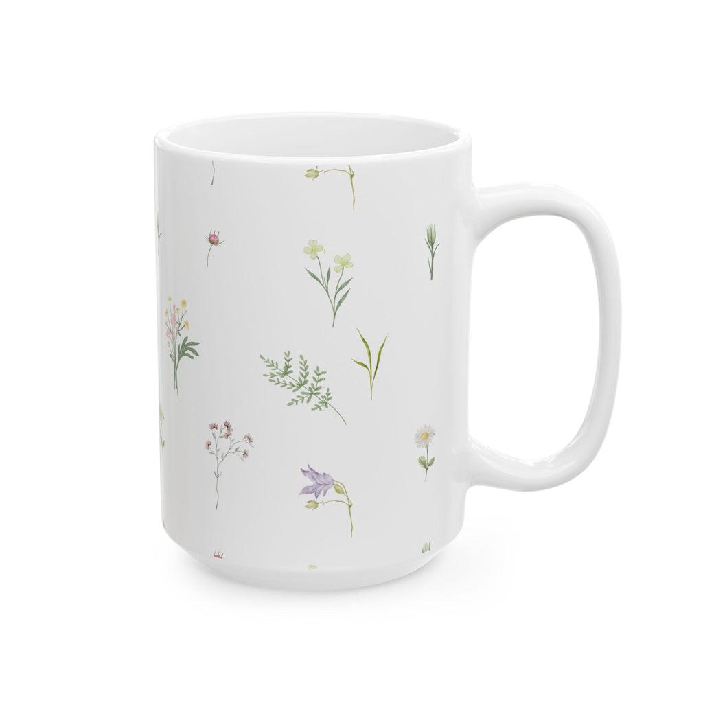 Floral Herbfield Ceramic Mug — Delicate Wildflower Pattern (11oz & 15oz)