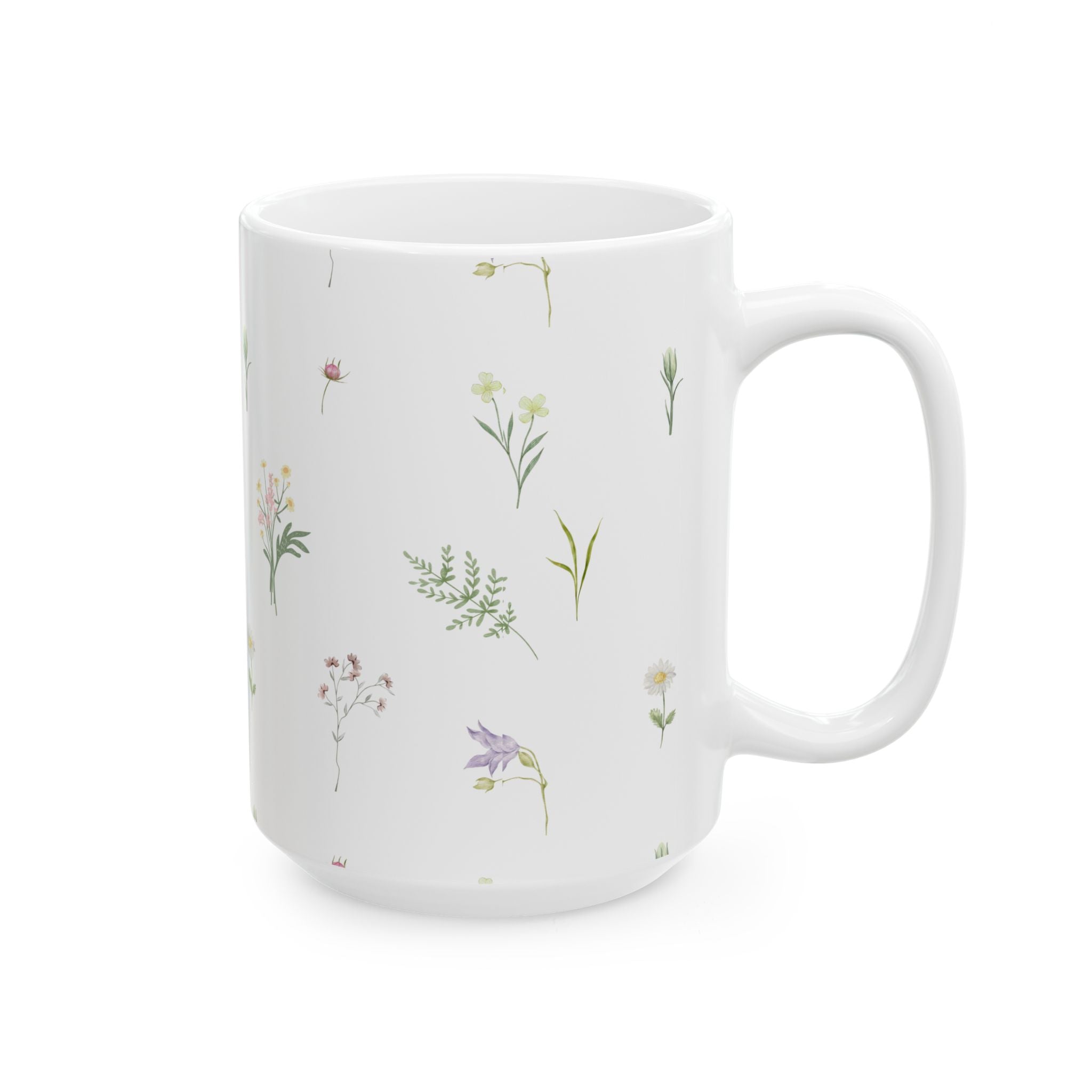Floral Herbfield Ceramic Mug — Delicate Wildflower Pattern (11oz & 15oz)