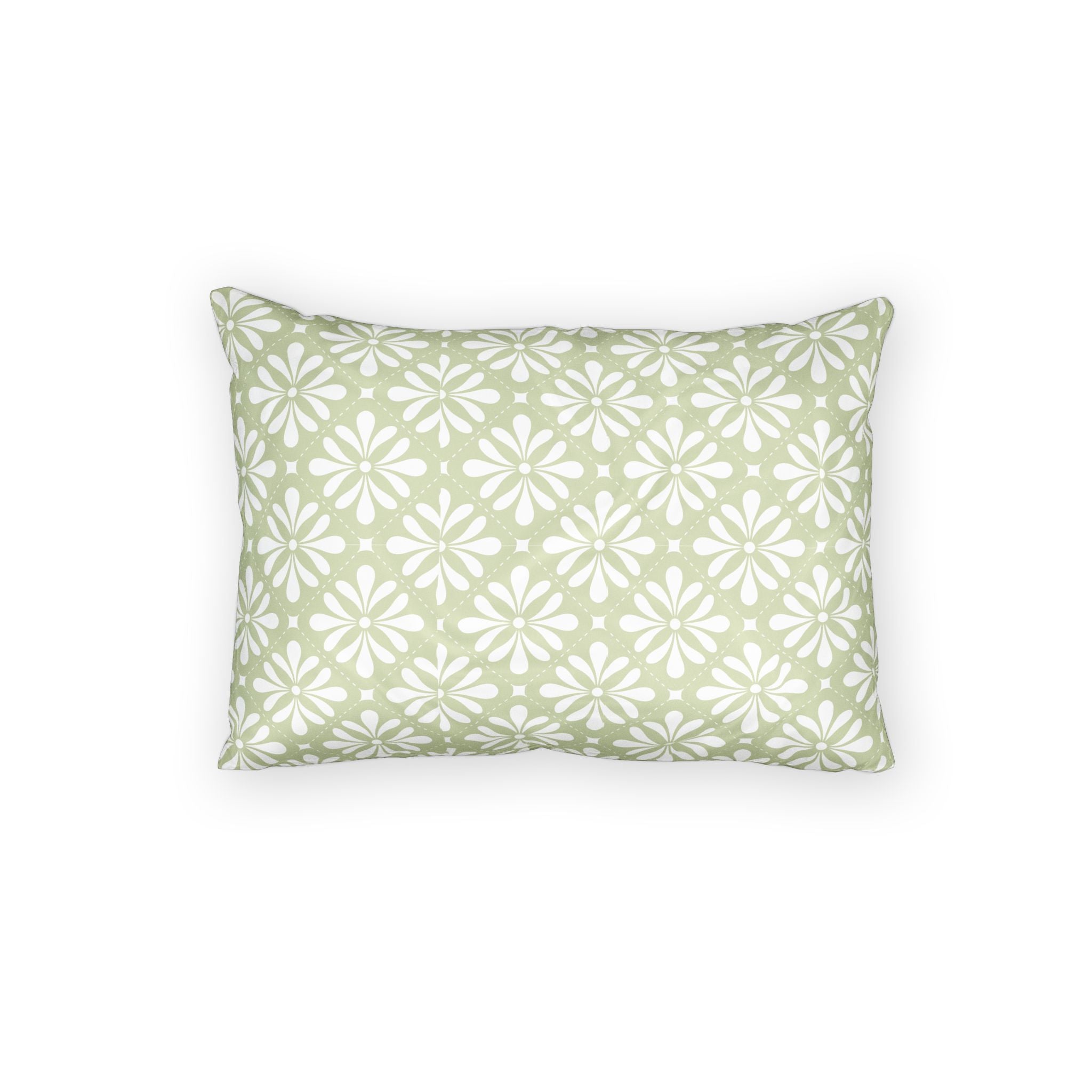 Green Cotton Pillow Sham — Decorative Patterned Pillowcase for Bedroom & Living Room