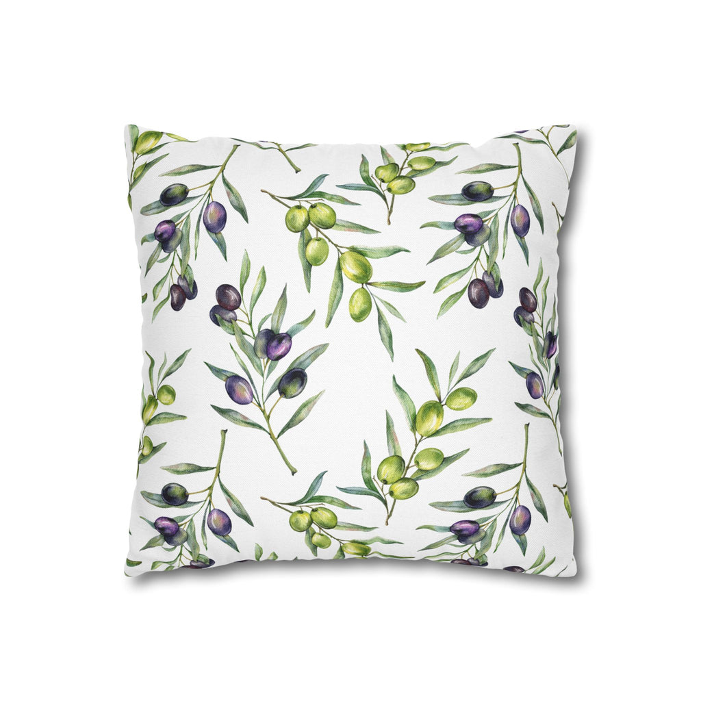 Olive Branch Decorative Pillowcase - Watercolor Mediterranean Throw Pillow Cover