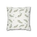 Botanical Olive Branch Square Pillowcase — Neutral Green Leaf Throw Pillow Cover
